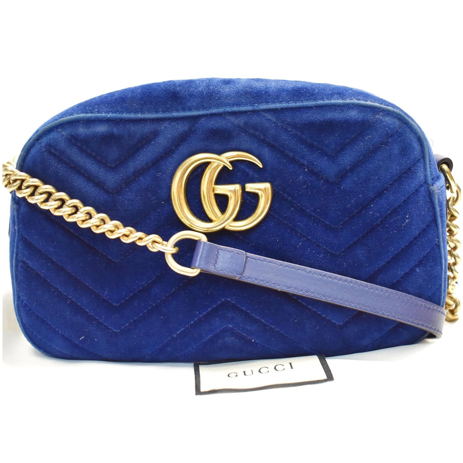 Gucci Marmont Velvet Crossbody Bag Blue Small
