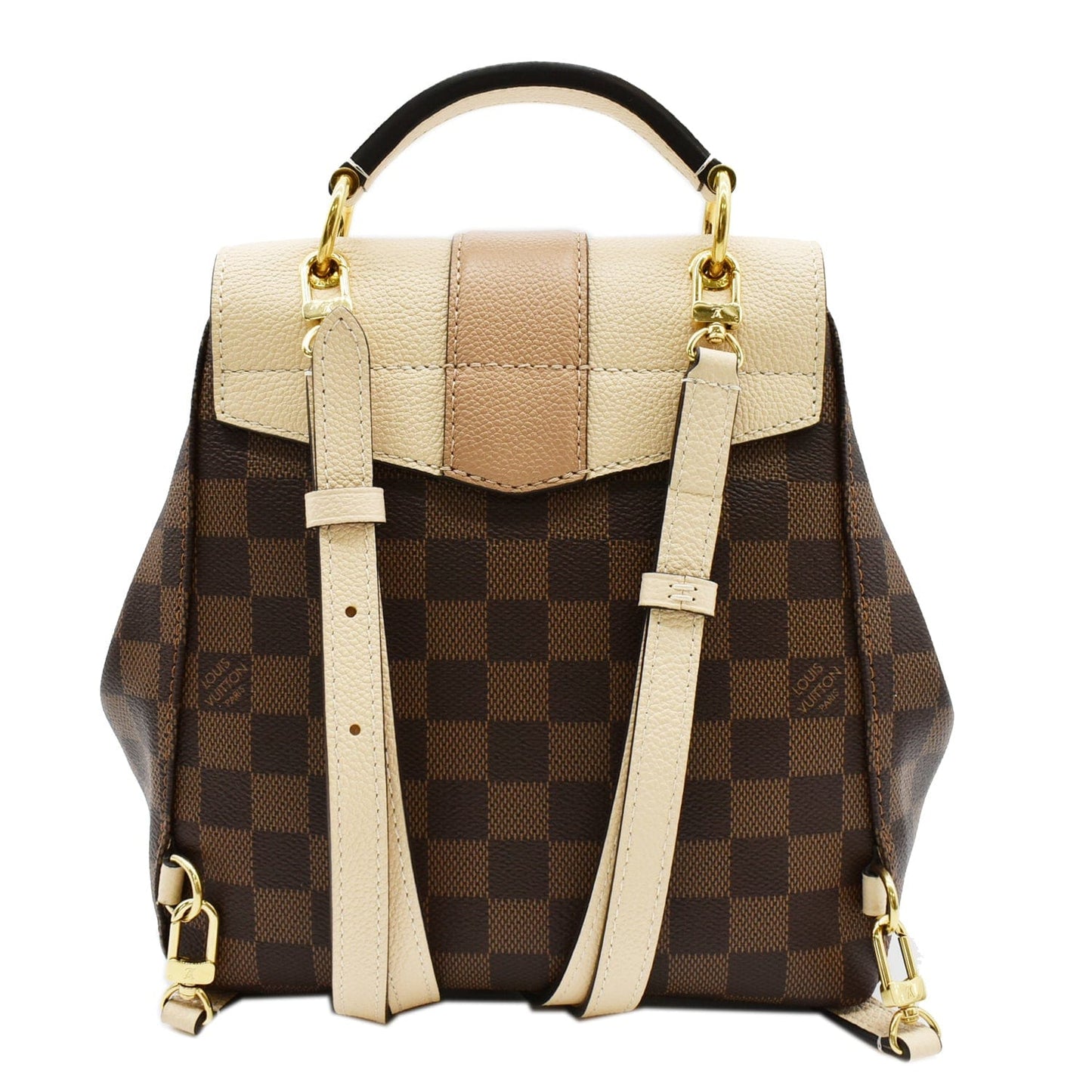 Louis Clapton Damier Ebene Backpack Bag Creme Beige