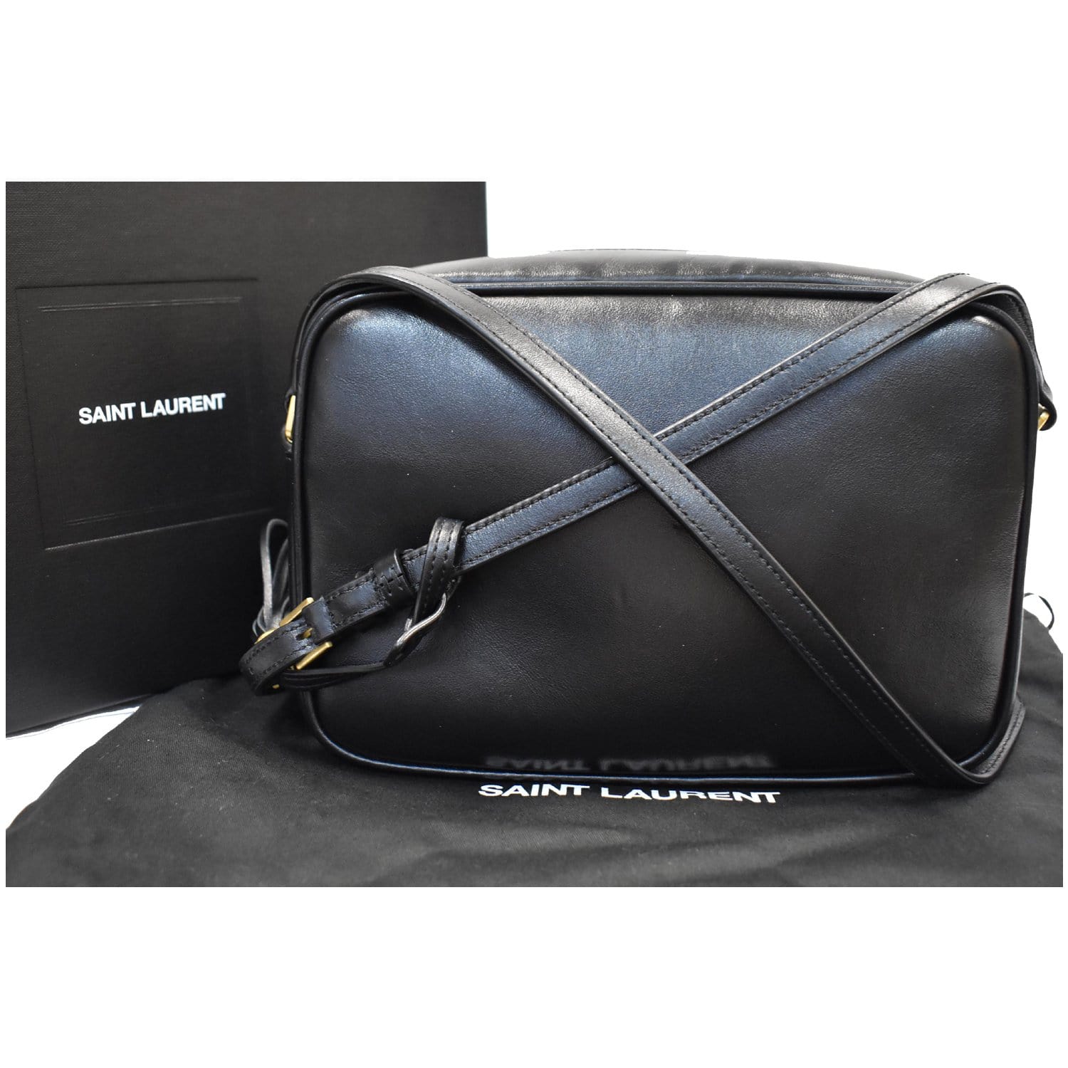YSL Saint Laurent Saint Lou Camera Leopard Print Crossbody Bag Leather Black Bag Black
