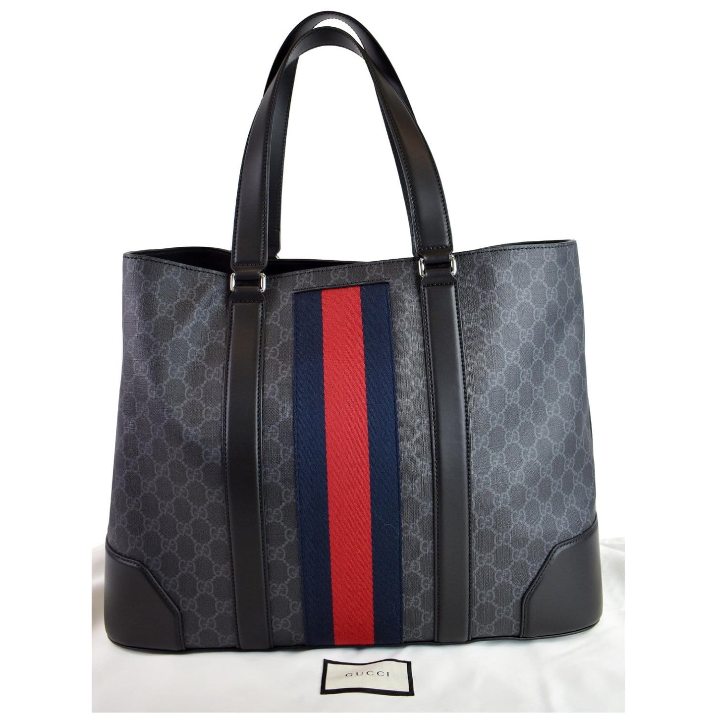 Gucci Sherry Line Supreme Tote Bag Canvas Black Black 495560