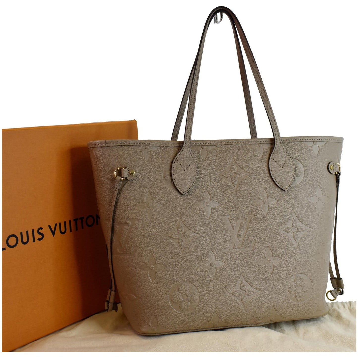 Louis Neverfull Mm Empreinte Tote Bag Monogram Beige