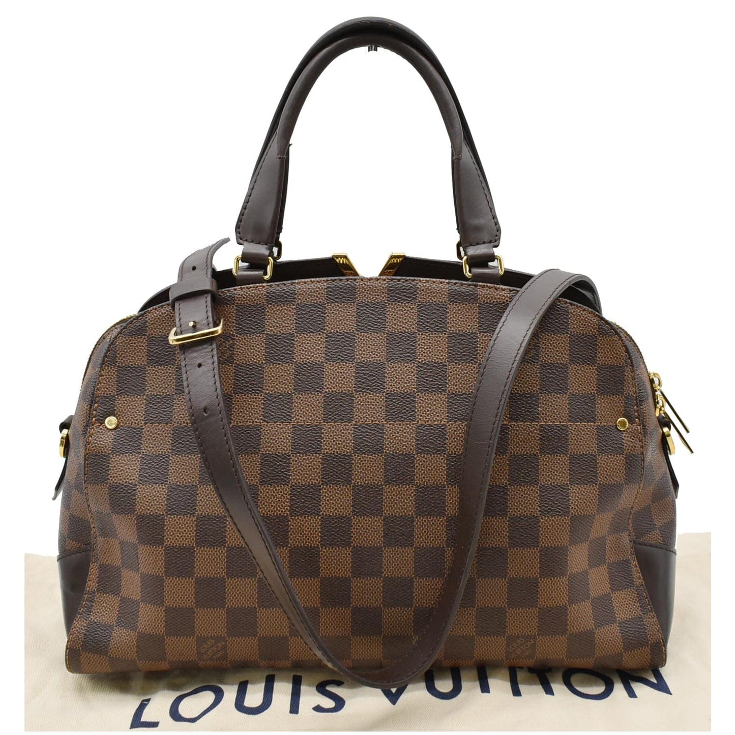 Louis Kensington Bowling Damier Ebene Satchel Bag Brown Travel Bag