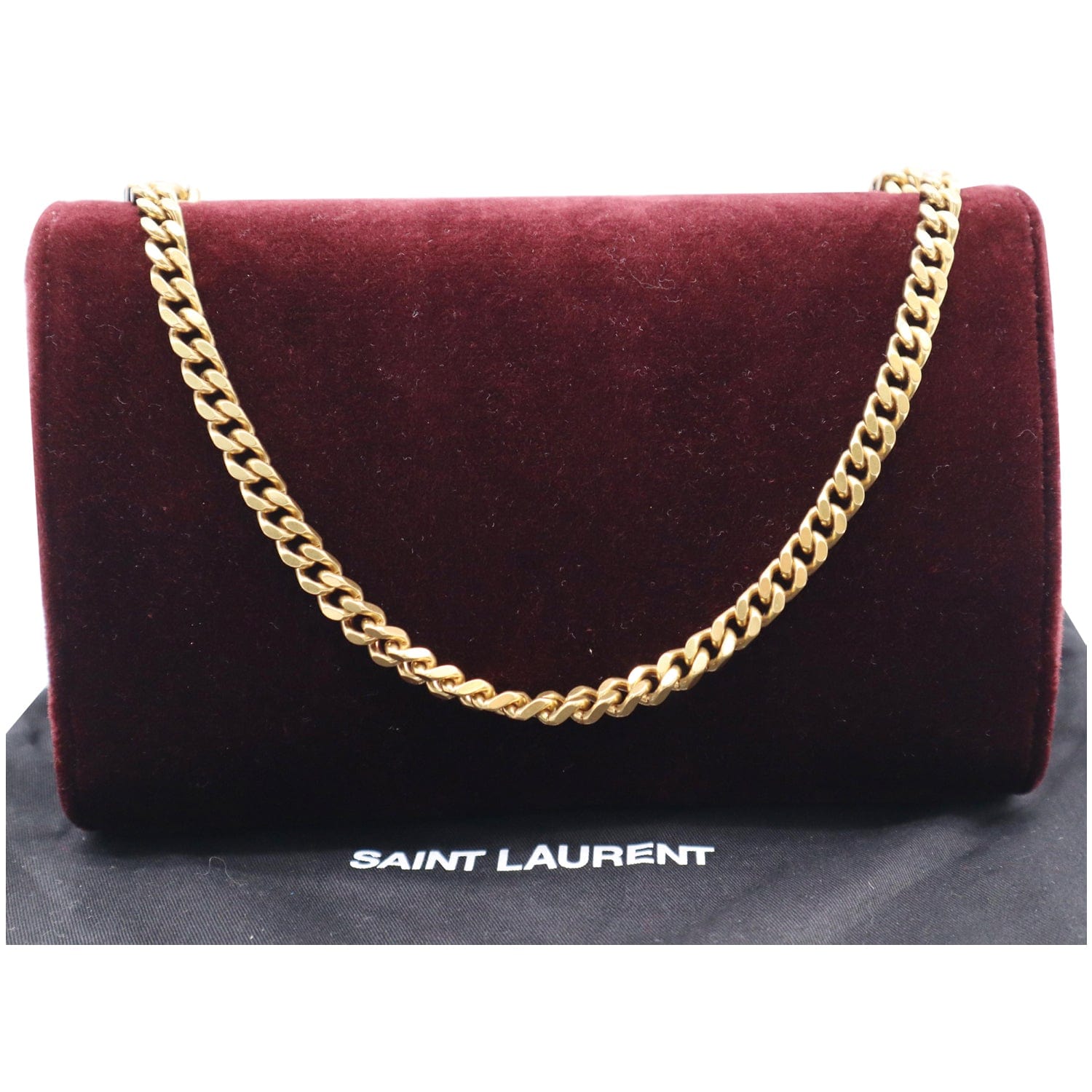 YSL Saint Laurent Saint Kate Tassel Velvet Crossbody Bag Burgundy Medium