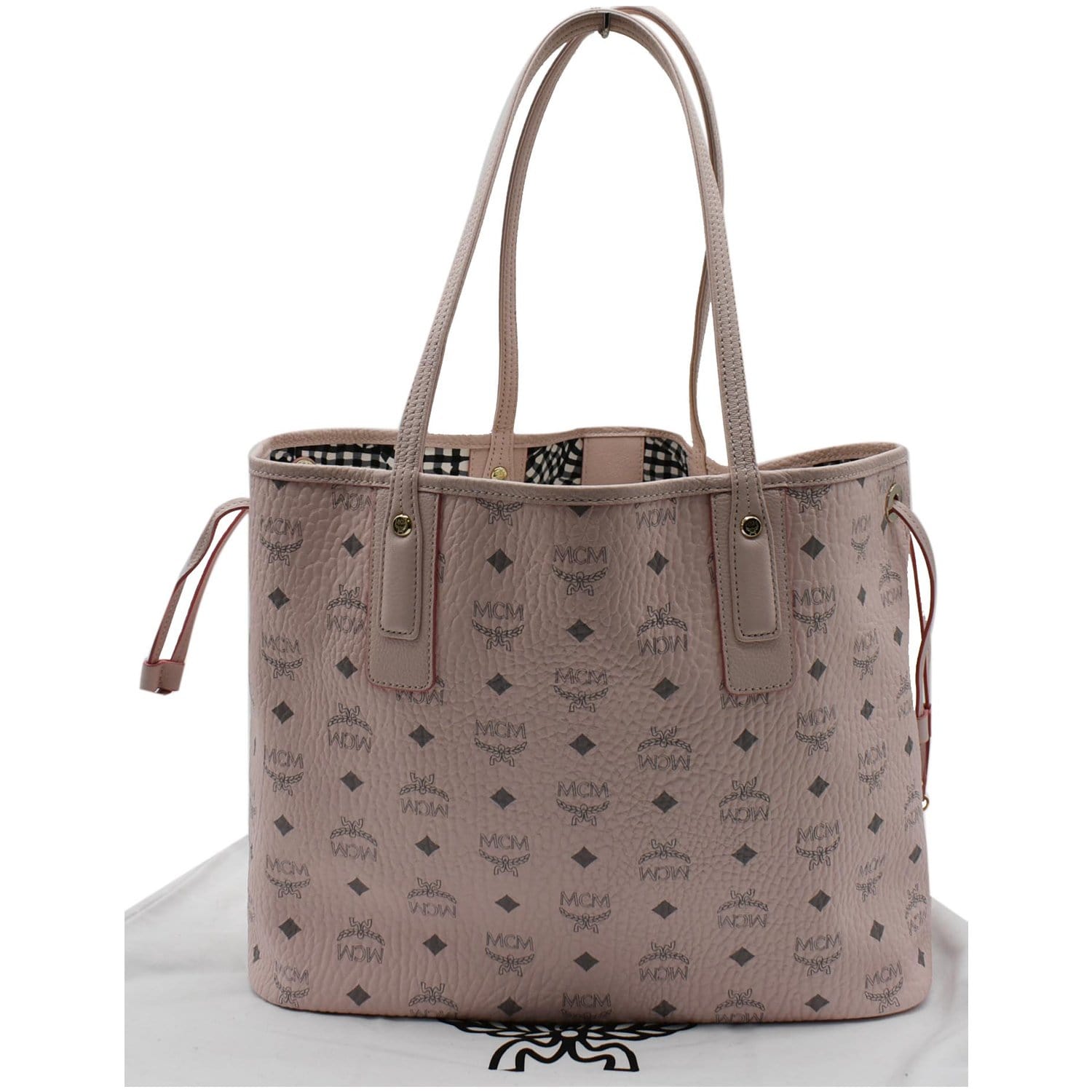 MCM Reversible Liz Visetos Shopper Tote Bag Canvas Pink
