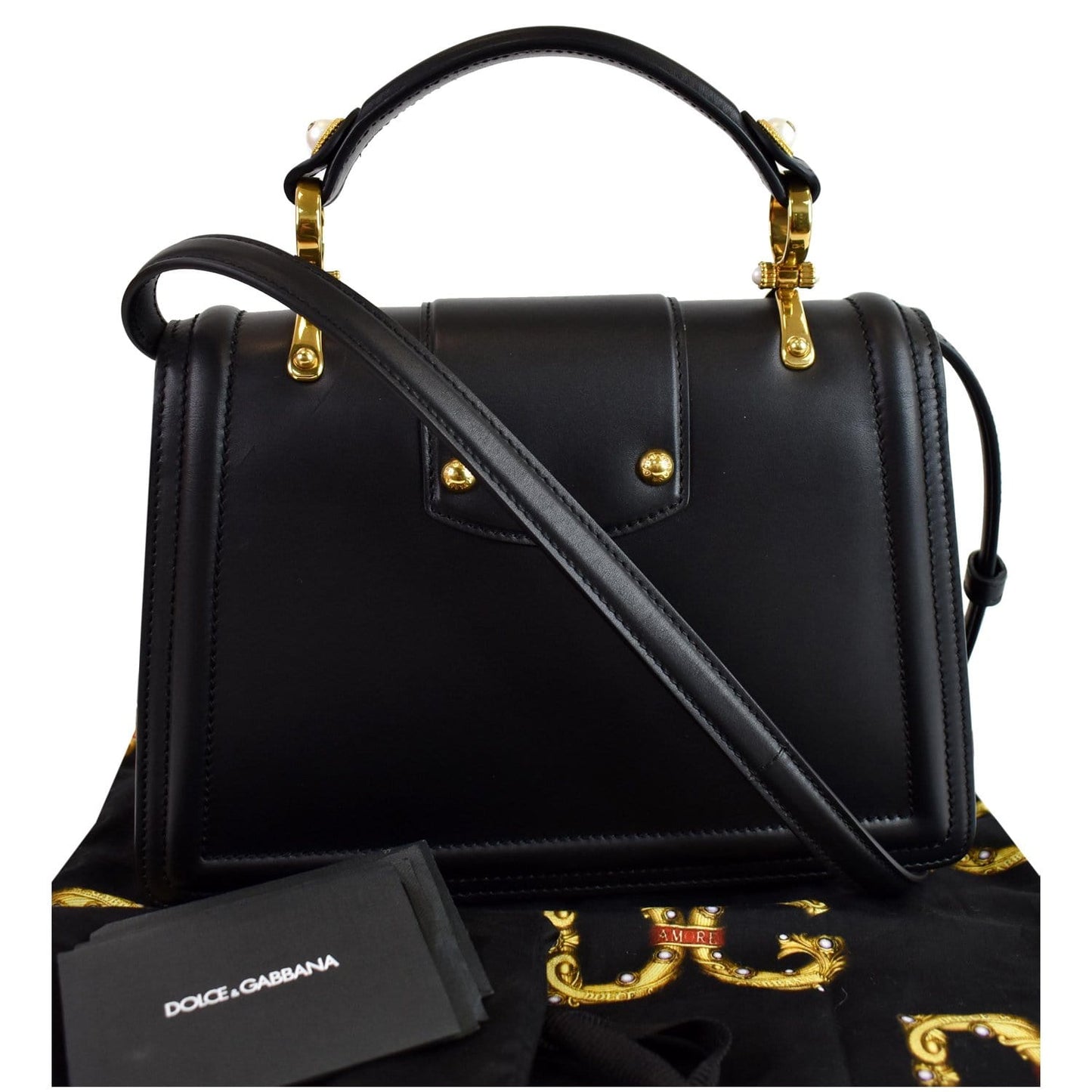 Dolce & Amore Calfskin Shoulder Bag Leather Black