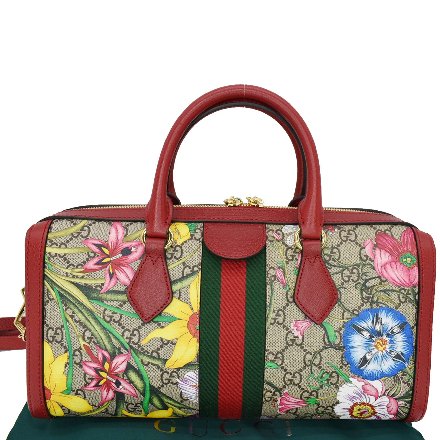 Gucci Ophidia Flora Web Supreme Top Handle Shoulder Canvas Red Shoulder Bag