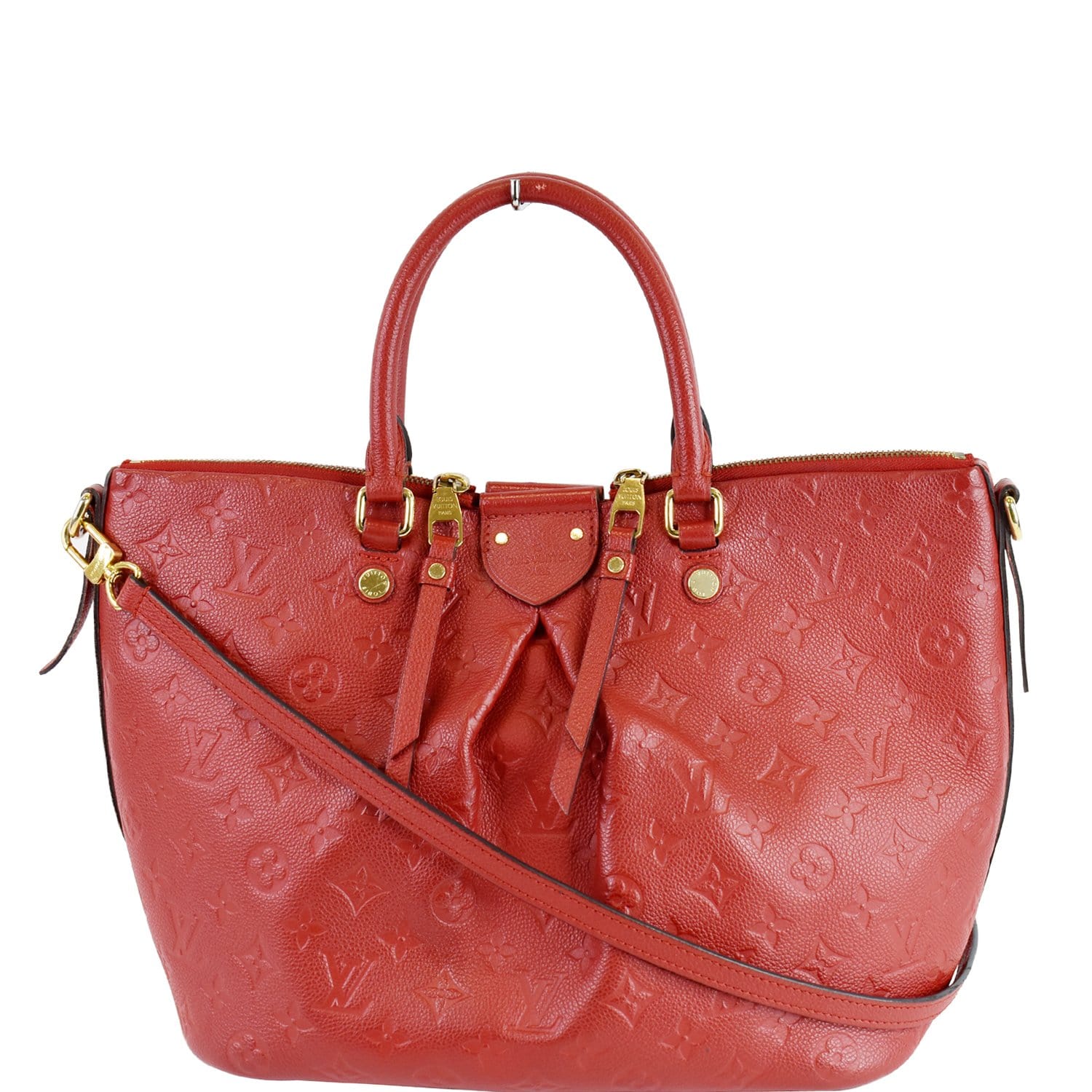 Louis Mazarine Mm Empreinte Shoulder Bag Monogram Red