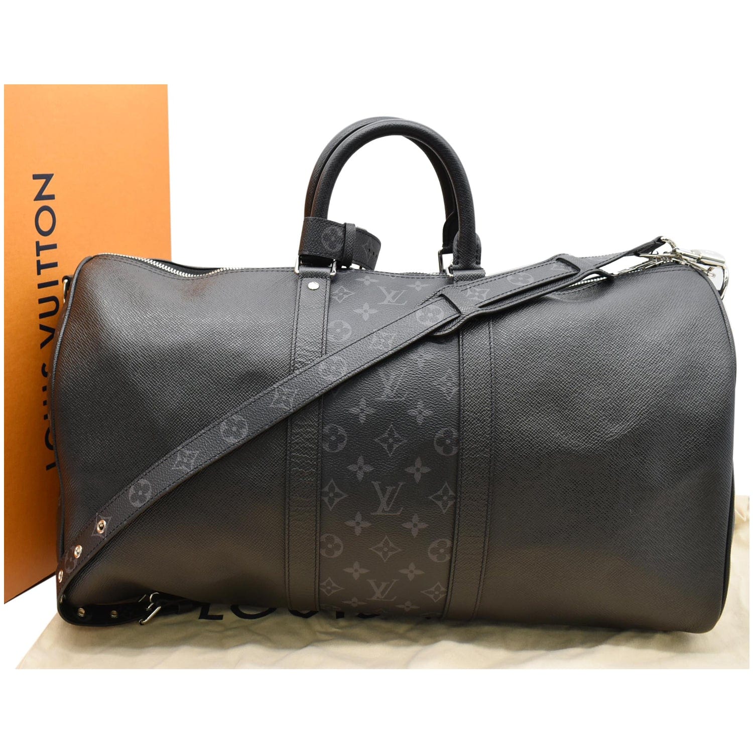 Louis Keepall Bandouliere Taiga Travel Bag Leather Monogram