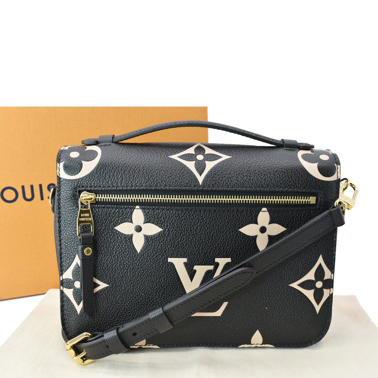 Louis Metis Pochette Bicolor Empreinte Crossbody Bag Leather Black