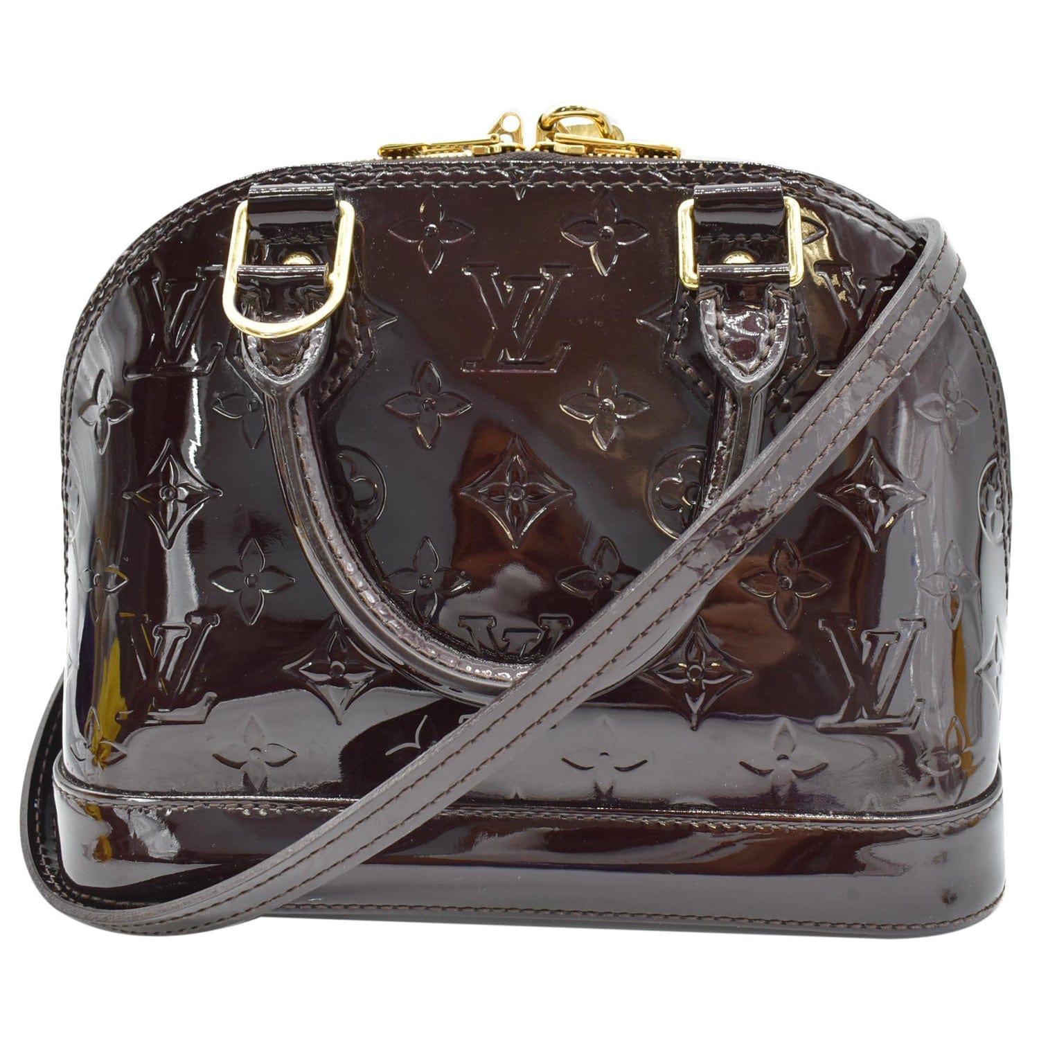 Louis Alma Bb Vernis Satchel Crossbody Bag Leather