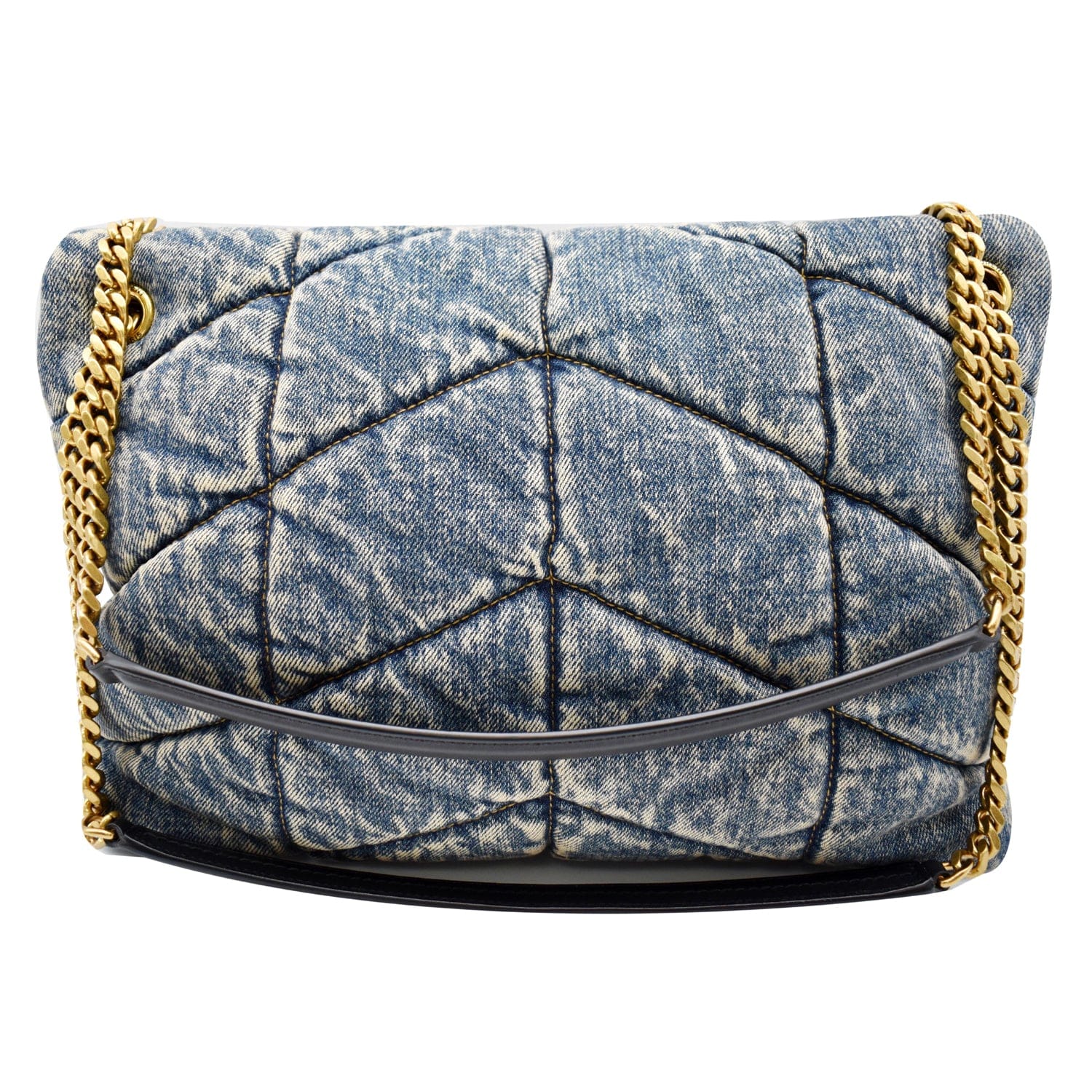 YSL Saint Laurent Saint Puffer Medium Shoulder Bag Canvas Denim
