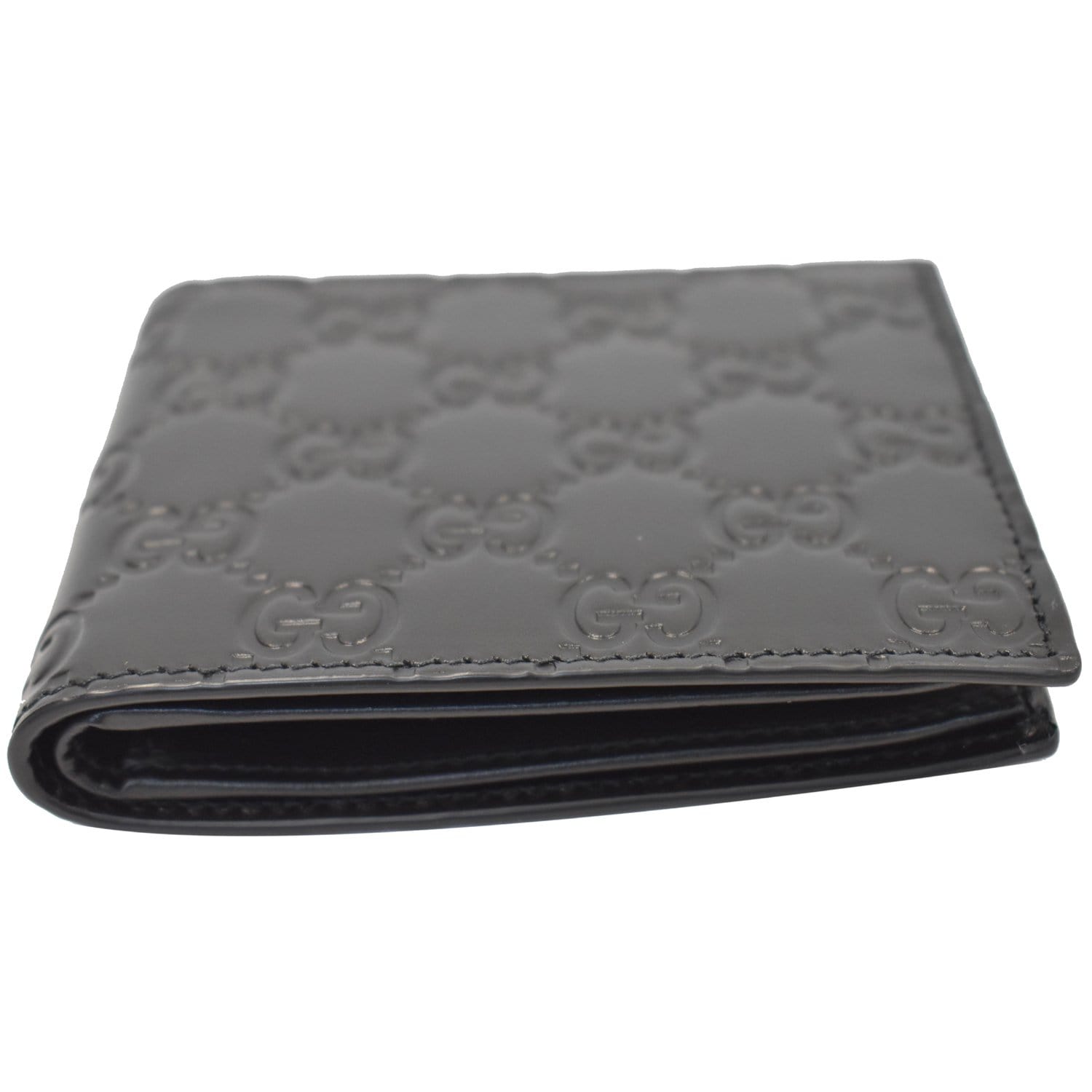 Gucci Signature Bi Fold Wallet Clutch Bag Leather Black