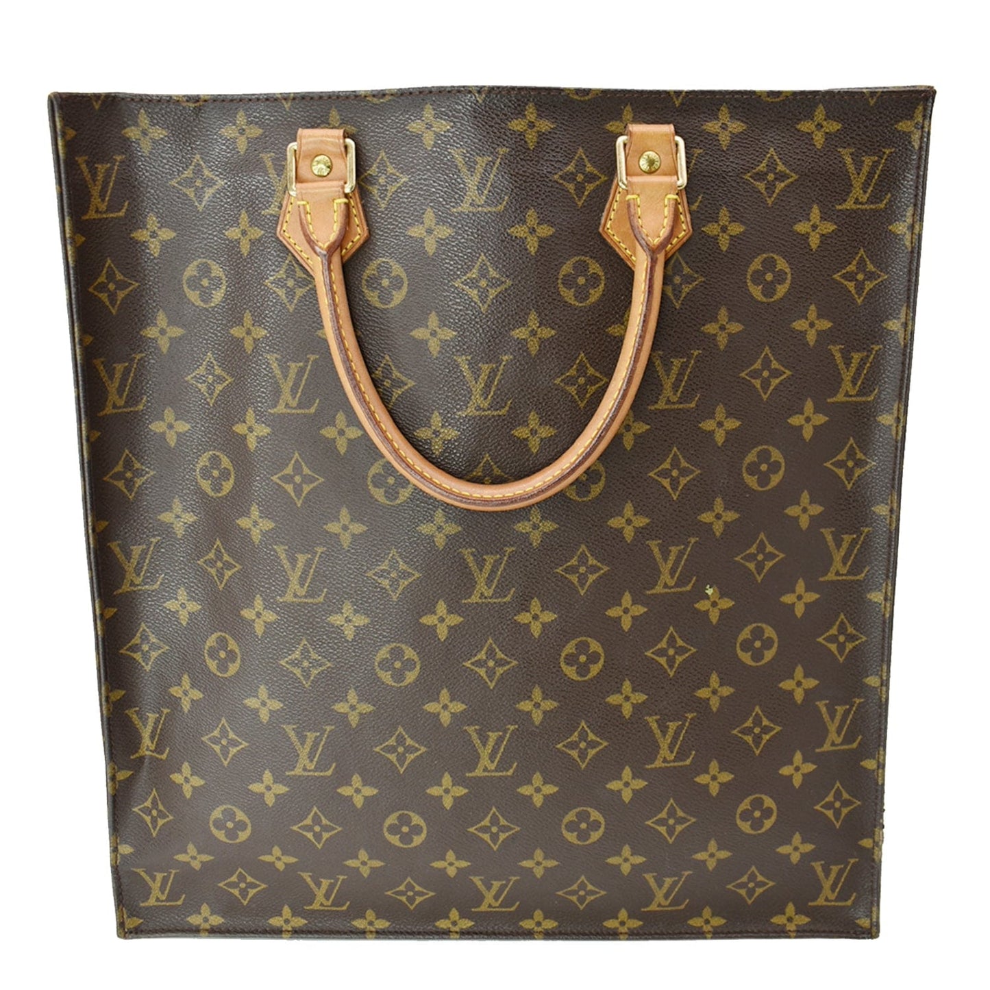 Louis Sac Plat Tote Bag Canvas Monogram Bag Brown