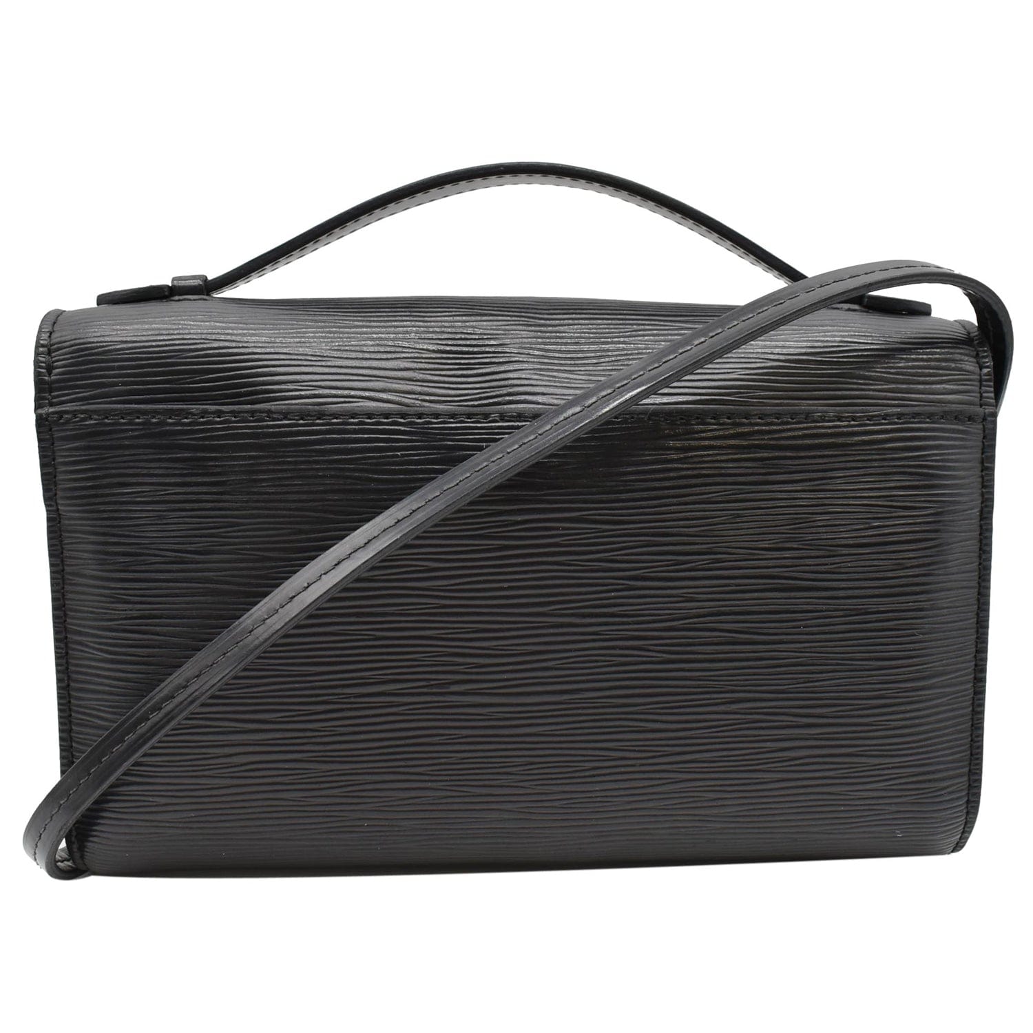 Louis Clery Pochette Epi Shoulder Bag Leather Black