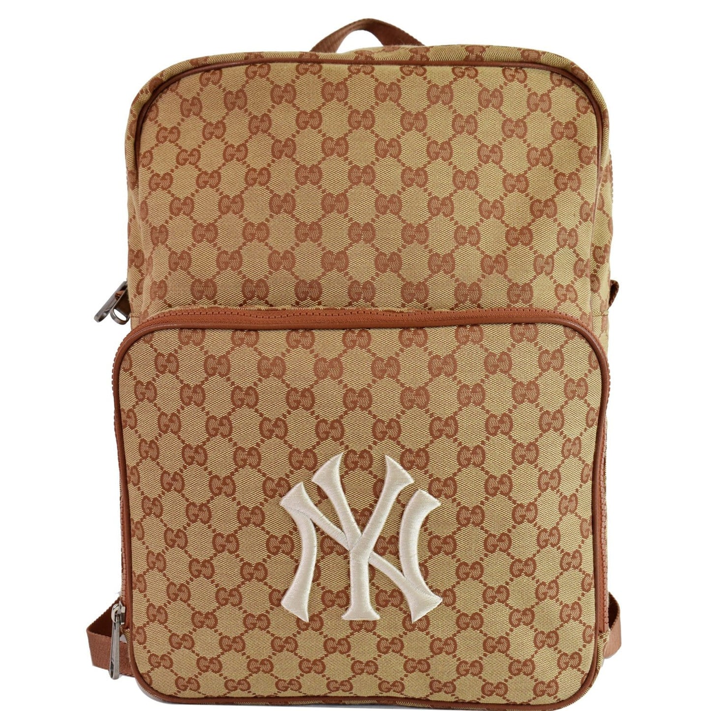 Gucci Ny Yankees Backpack Bag Canvas Beige