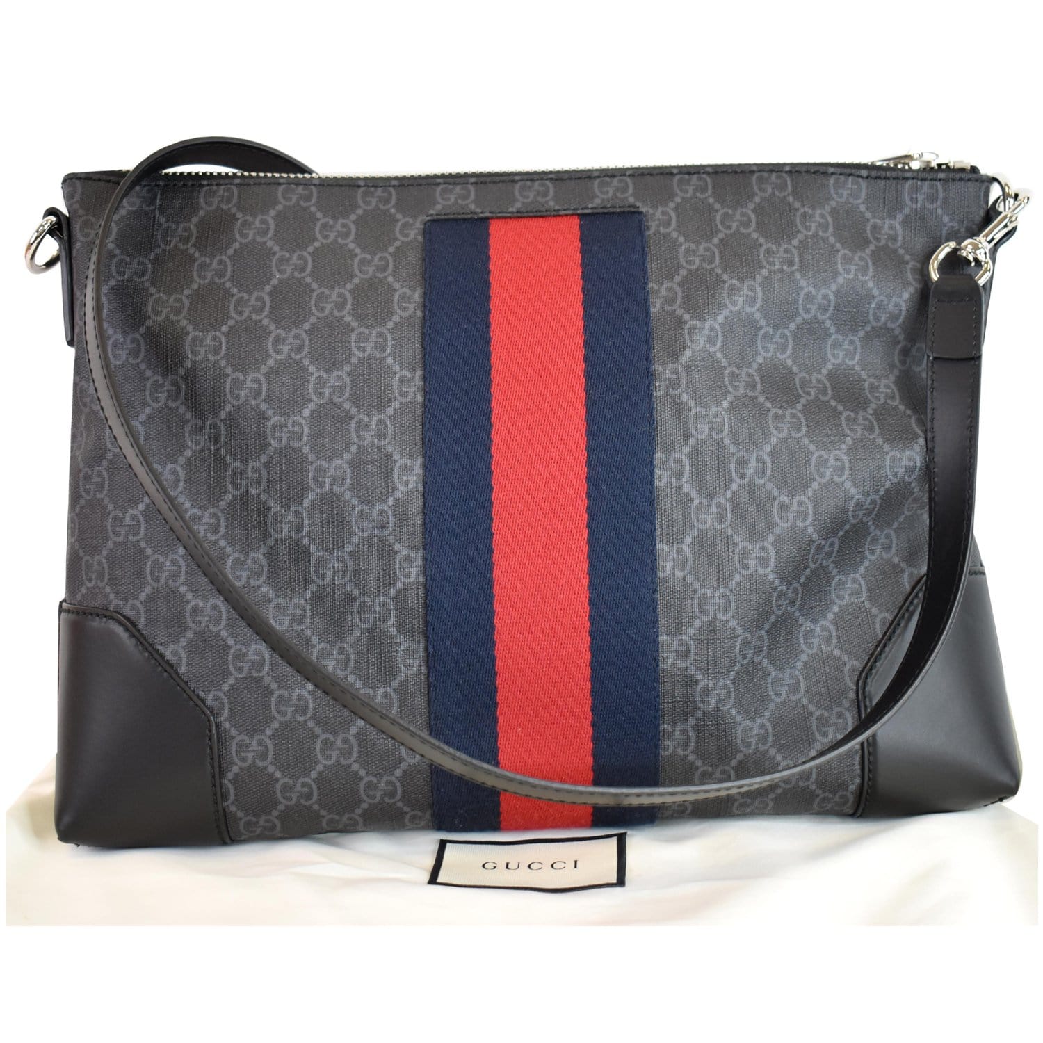 Gucci Supreme Web Messenger Bag Black Crossbody Bag