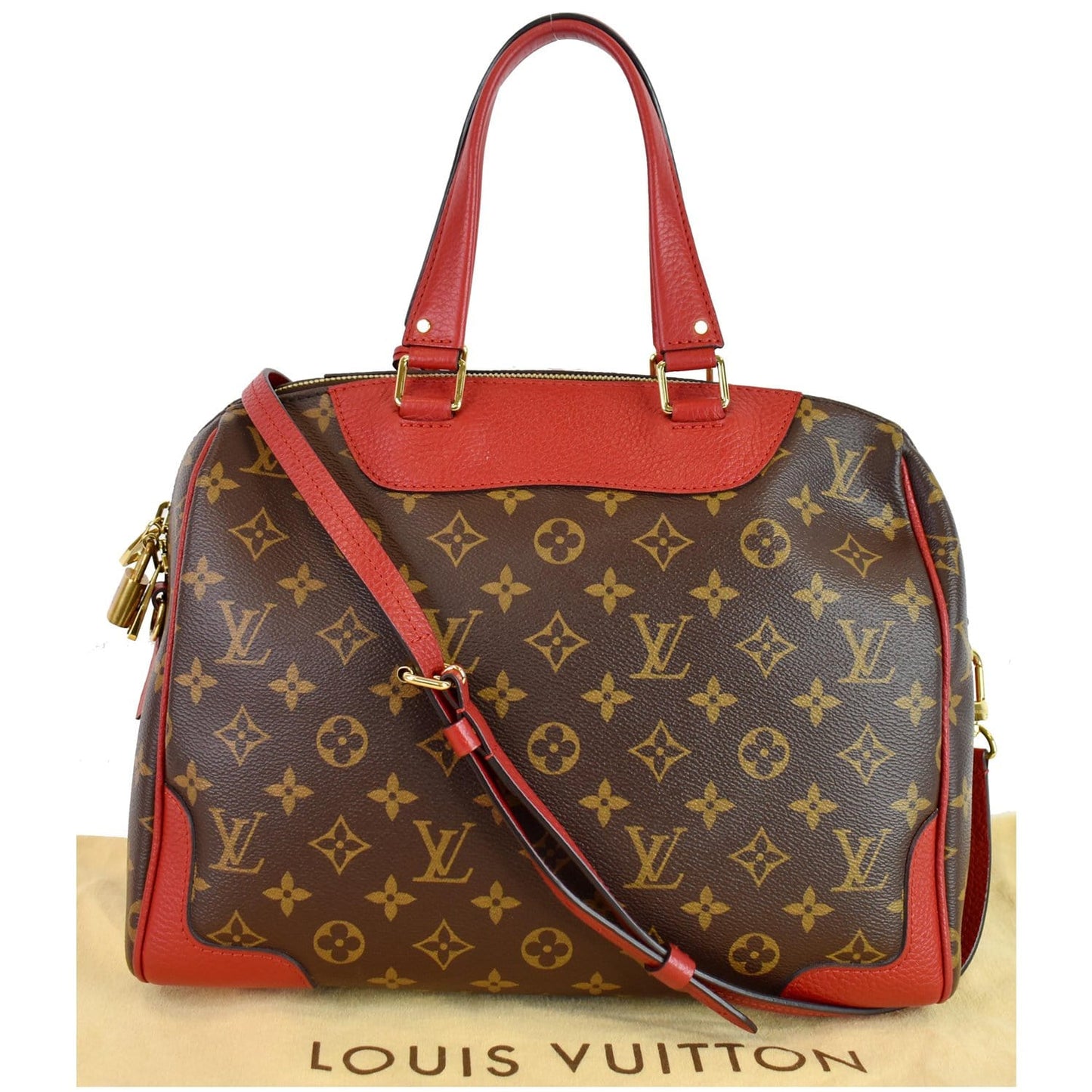 Louis Retiro Nm 2Way Shoulder Bag Canvas Monogram Red 2