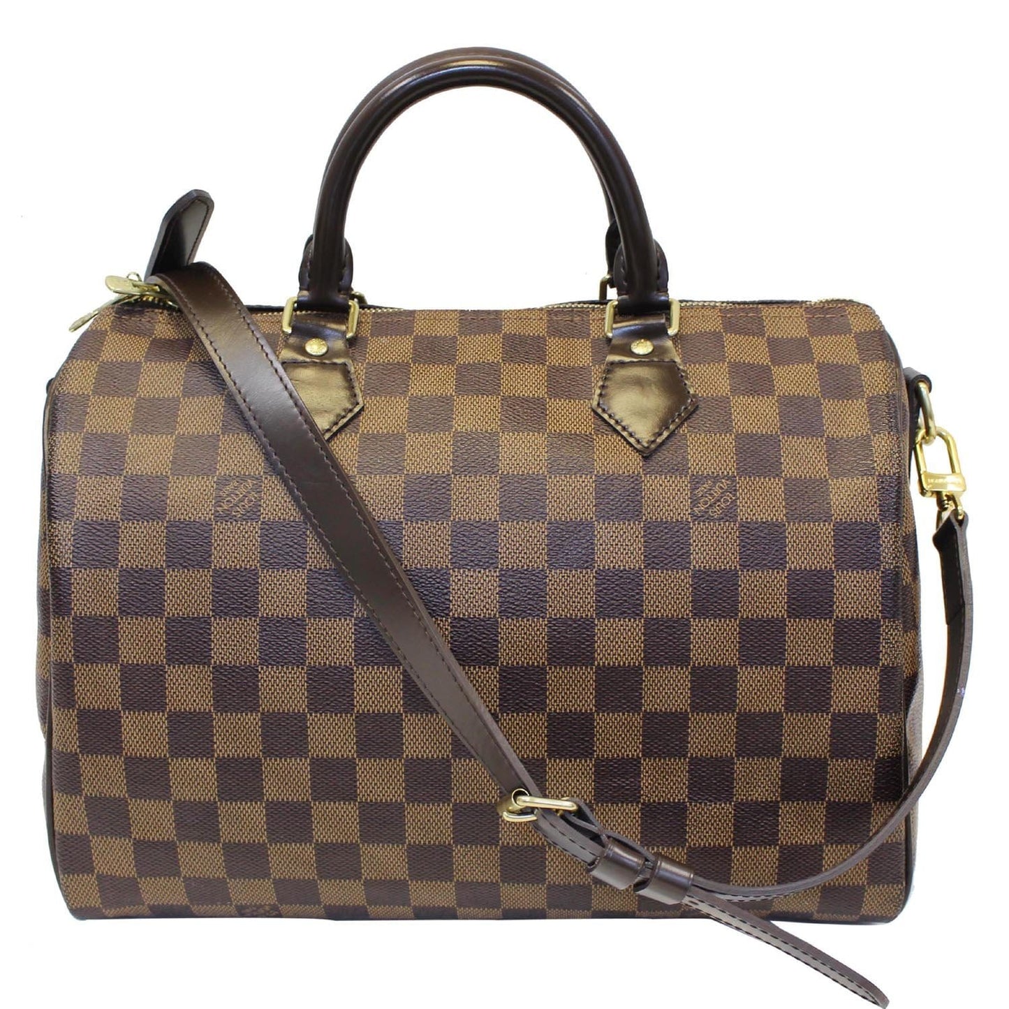 Louis Speedy Bandouliere Damier Ebene Satchel Bag Brown Travel Bag