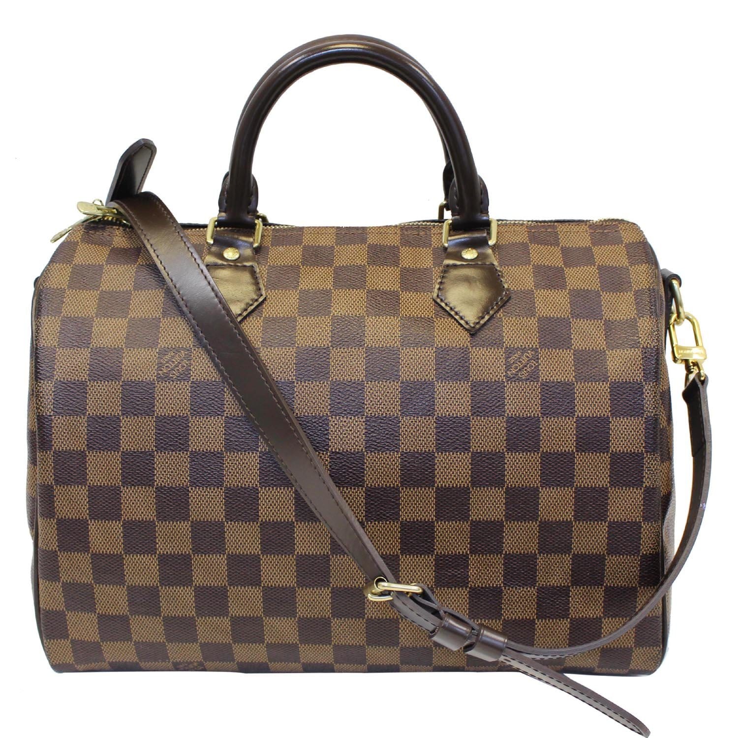 Louis Speedy Bandouliere Damier Ebene Satchel Bag Brown Travel Bag