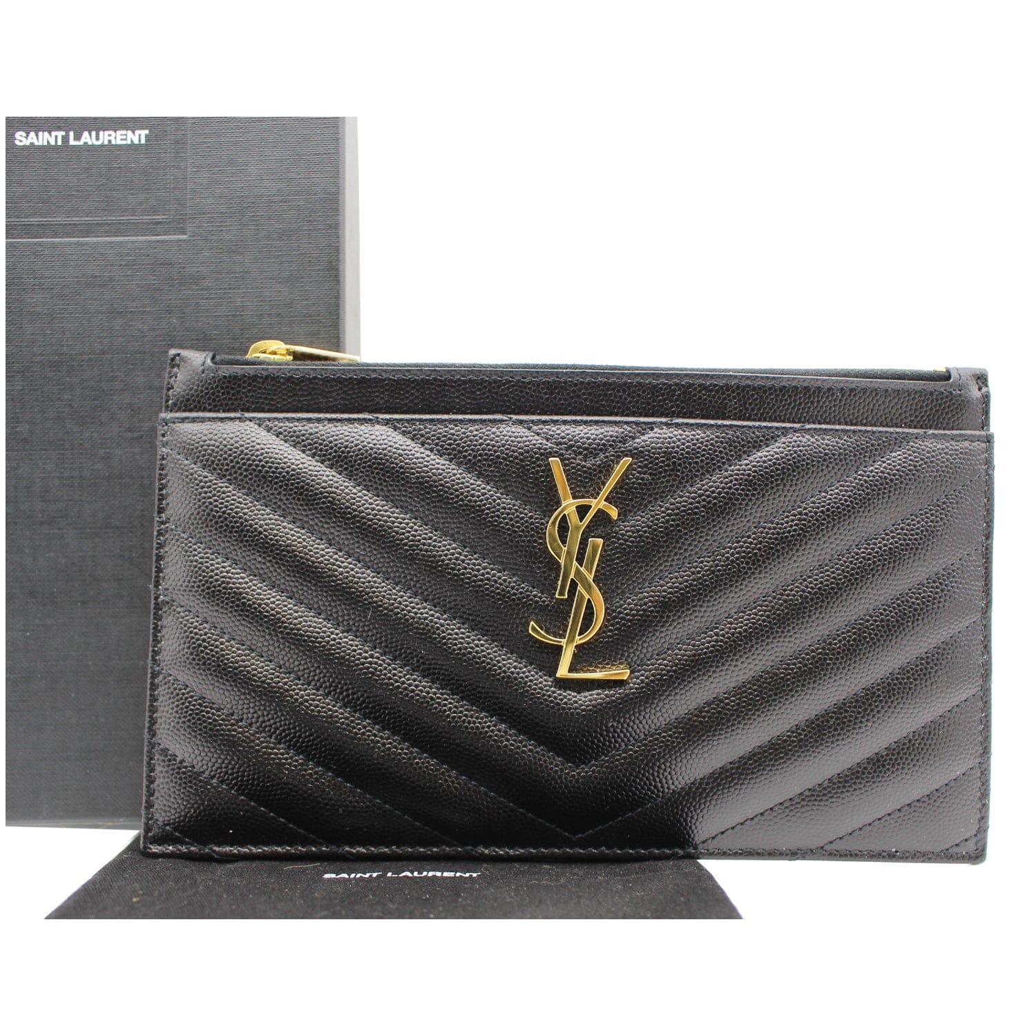 YSL Saint Laurent Saint Bill Pouch Grain De Poudre Travel Black Travel Bag