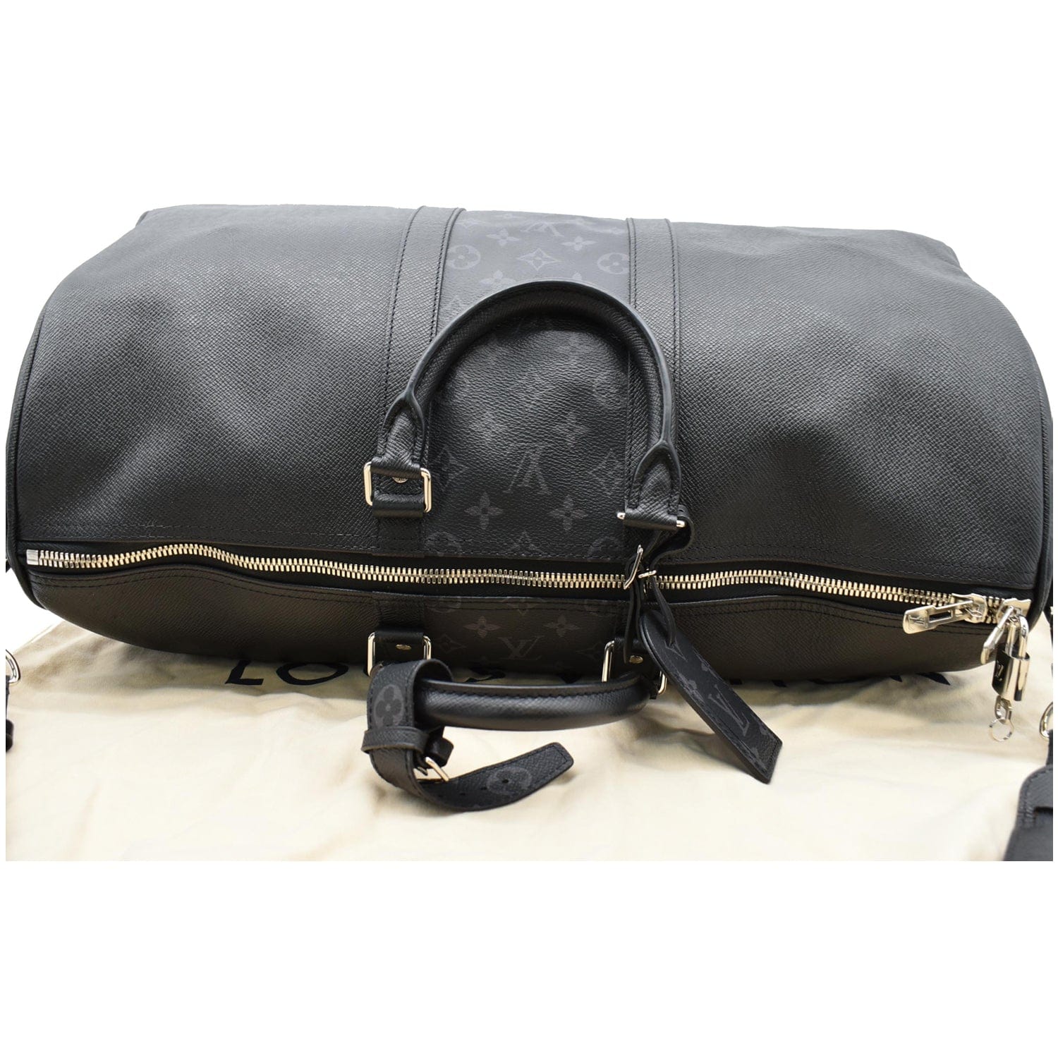 Louis Keepall Bandouliere Taiga Travel Bag Leather Monogram