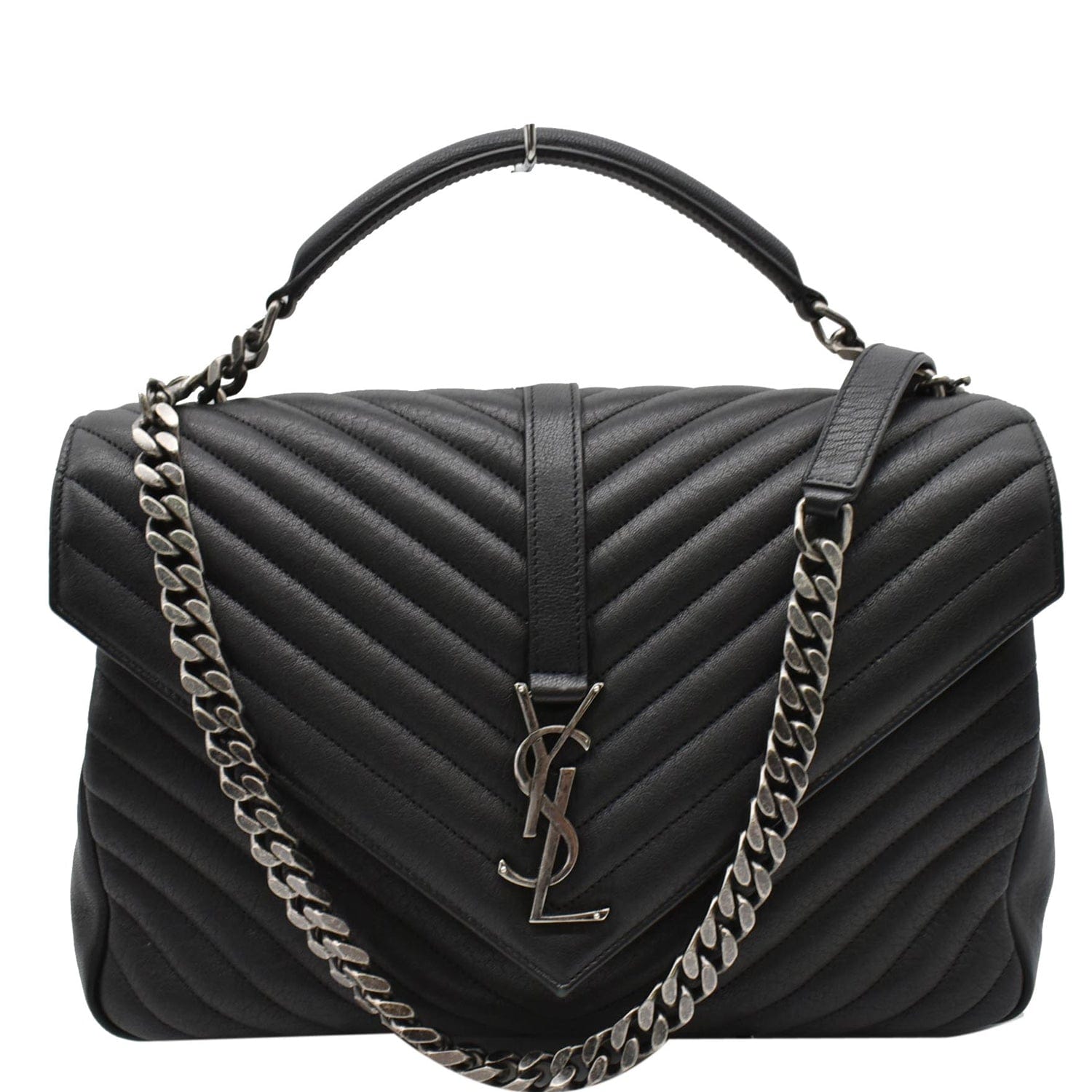 YSL Saint Laurent Saint College Flap Matelassã Shoulder Bag Leather Black