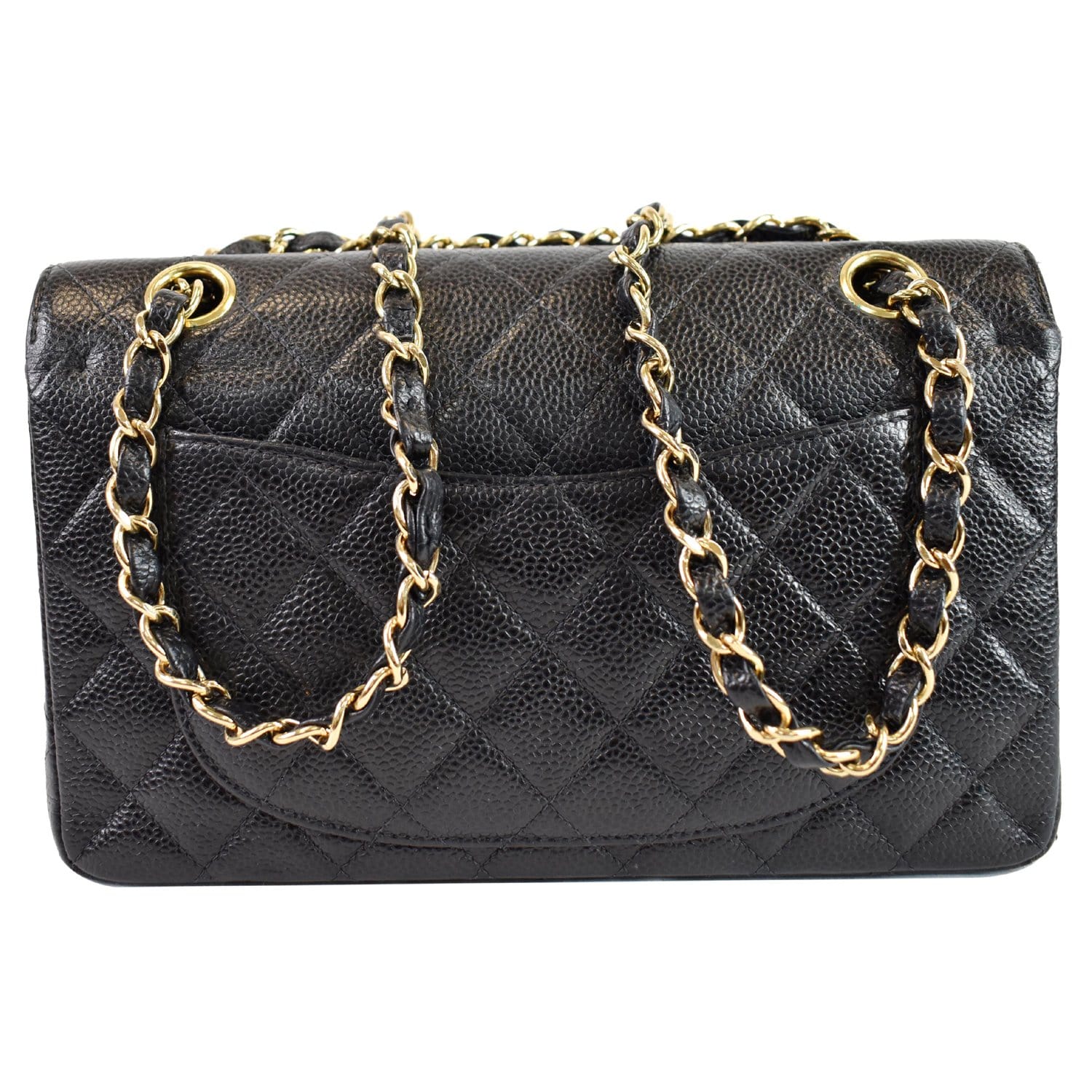 Chanel Small Double Flap Caviar Shoulder Bag Leather Quilted