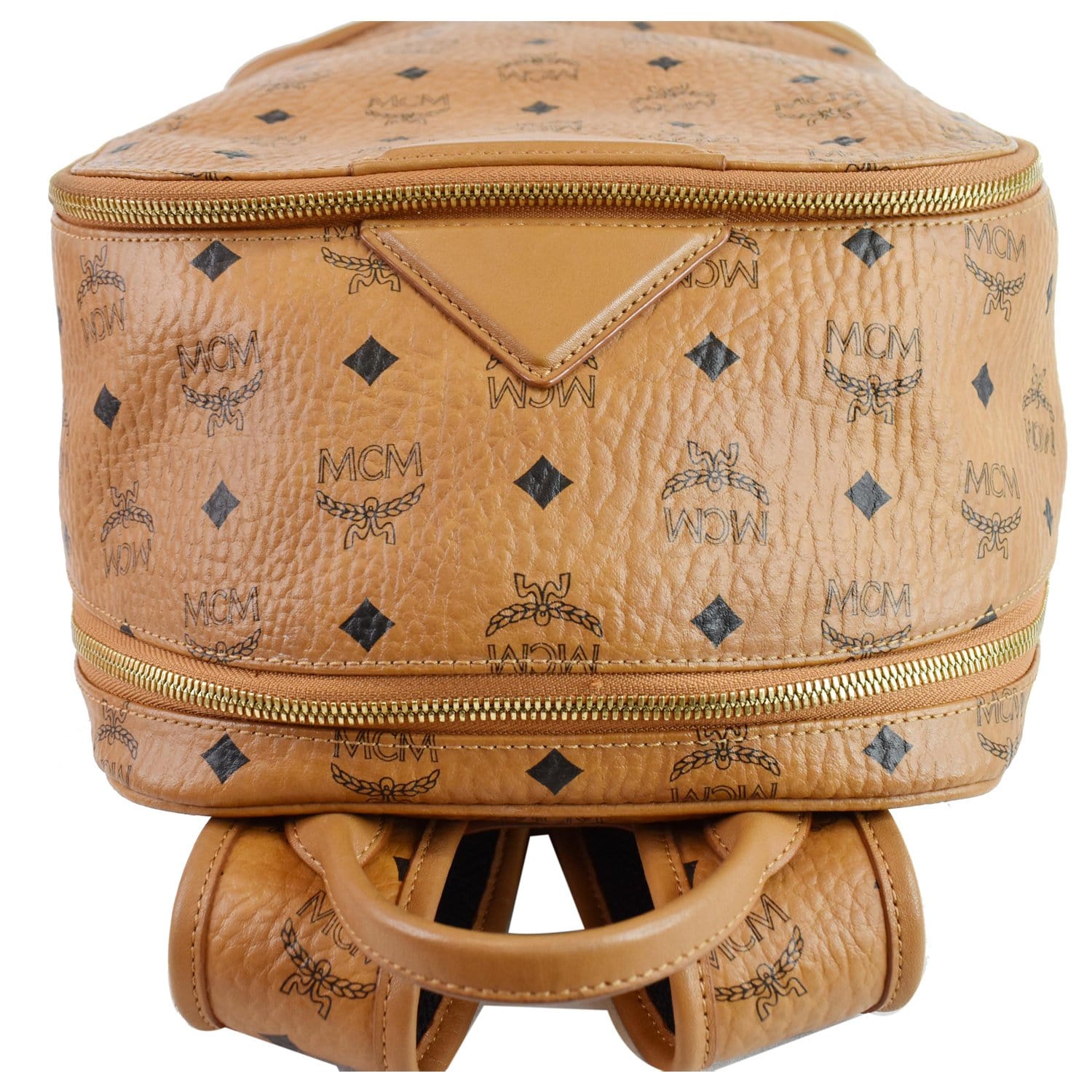 MCM Duke Visetos Backpack Cognac Leather Canvas