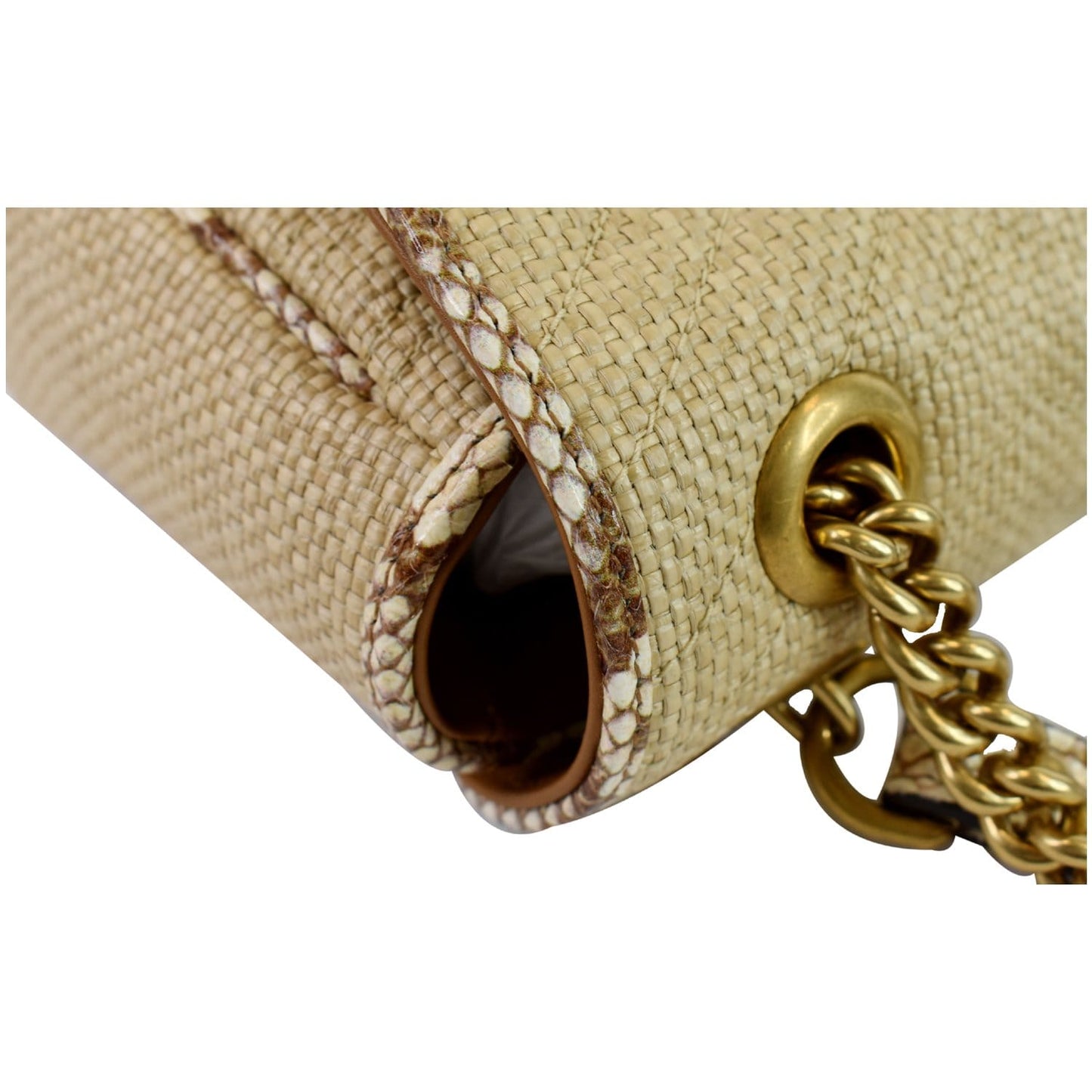 Gucci Marmont Shoulder Bag Off Raffia Beige