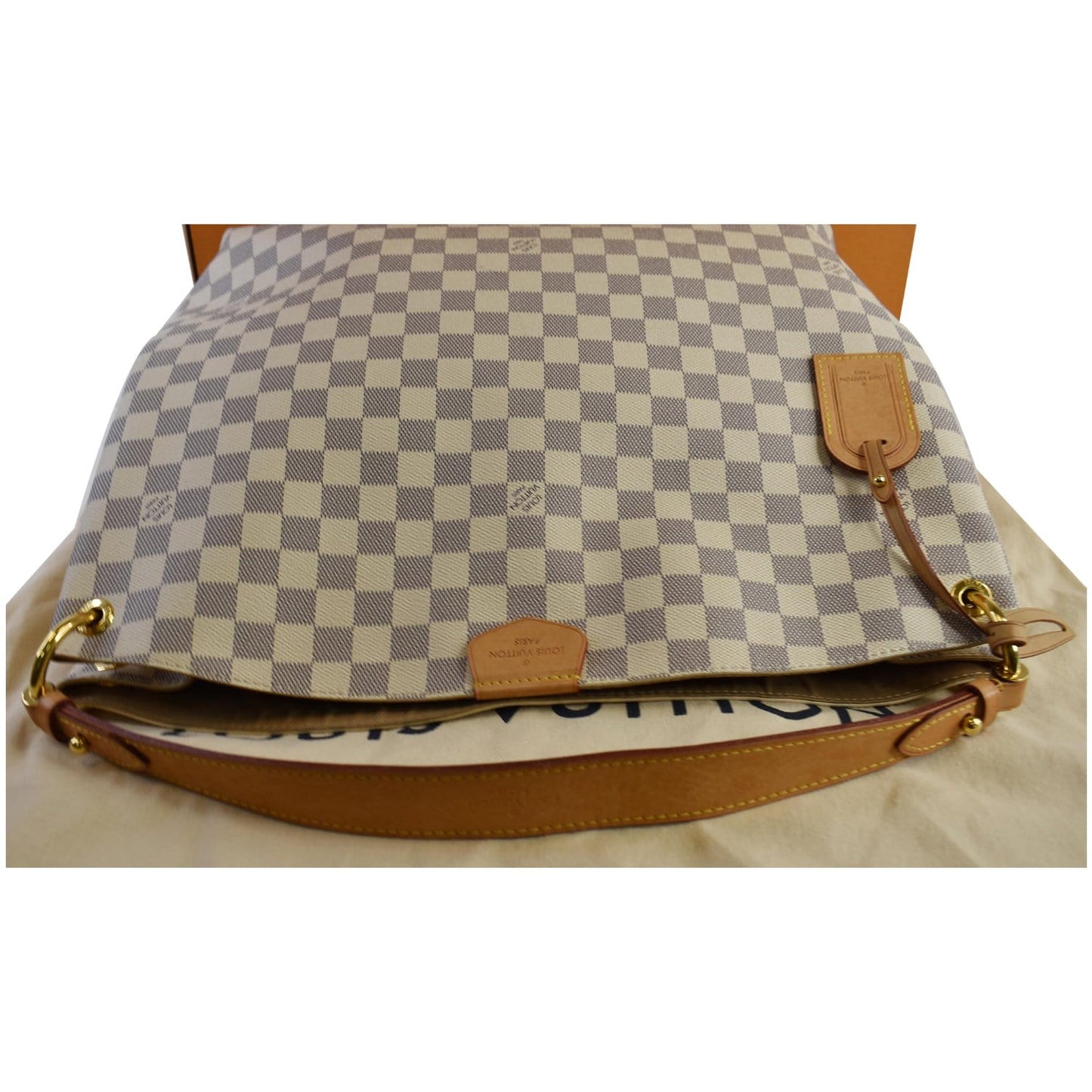 Louis Graceful Mm Damier Azur Shoulder Bag White