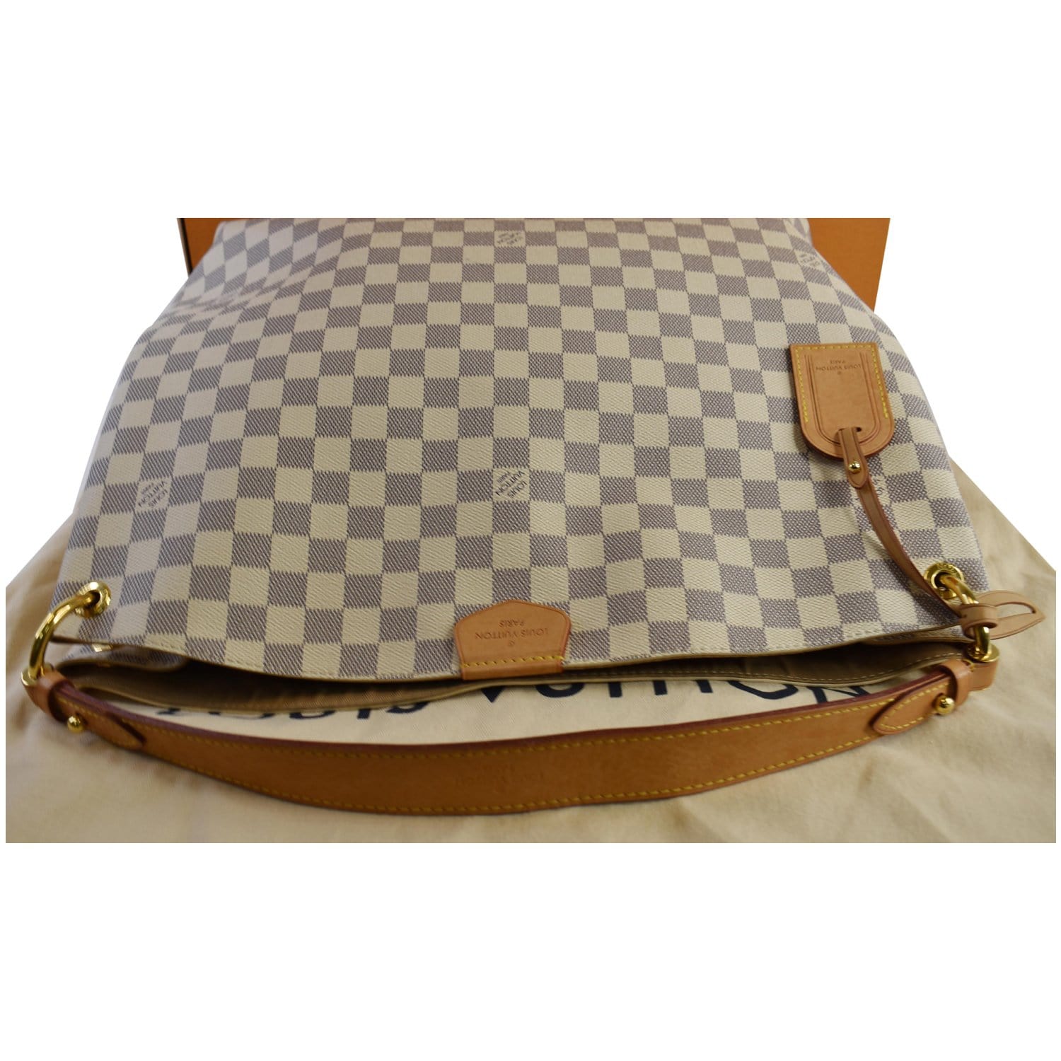 Louis Graceful Mm Damier Azur Shoulder Bag White