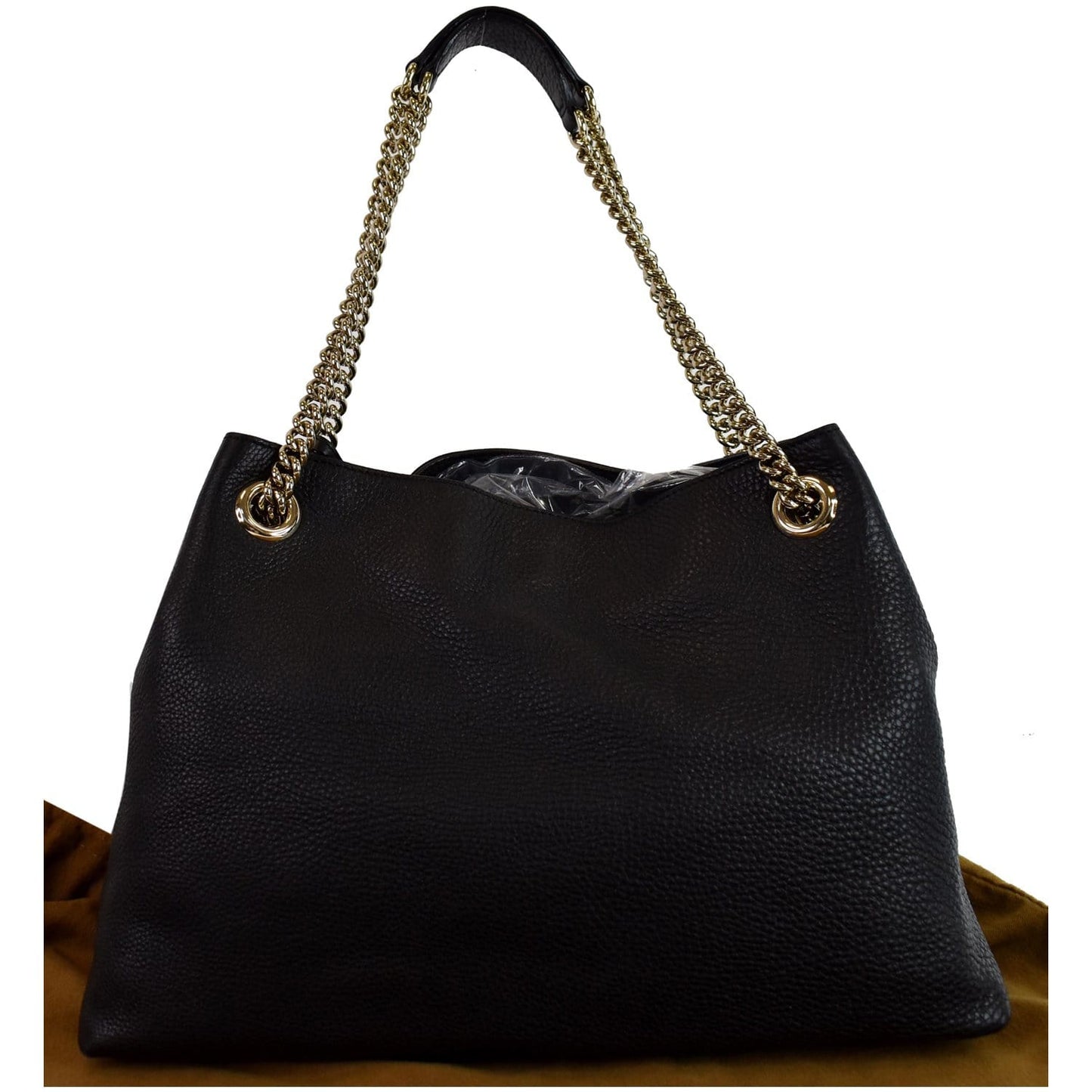 Gucci Soho Pebbled Shoulder Bag Leather Black Black 1