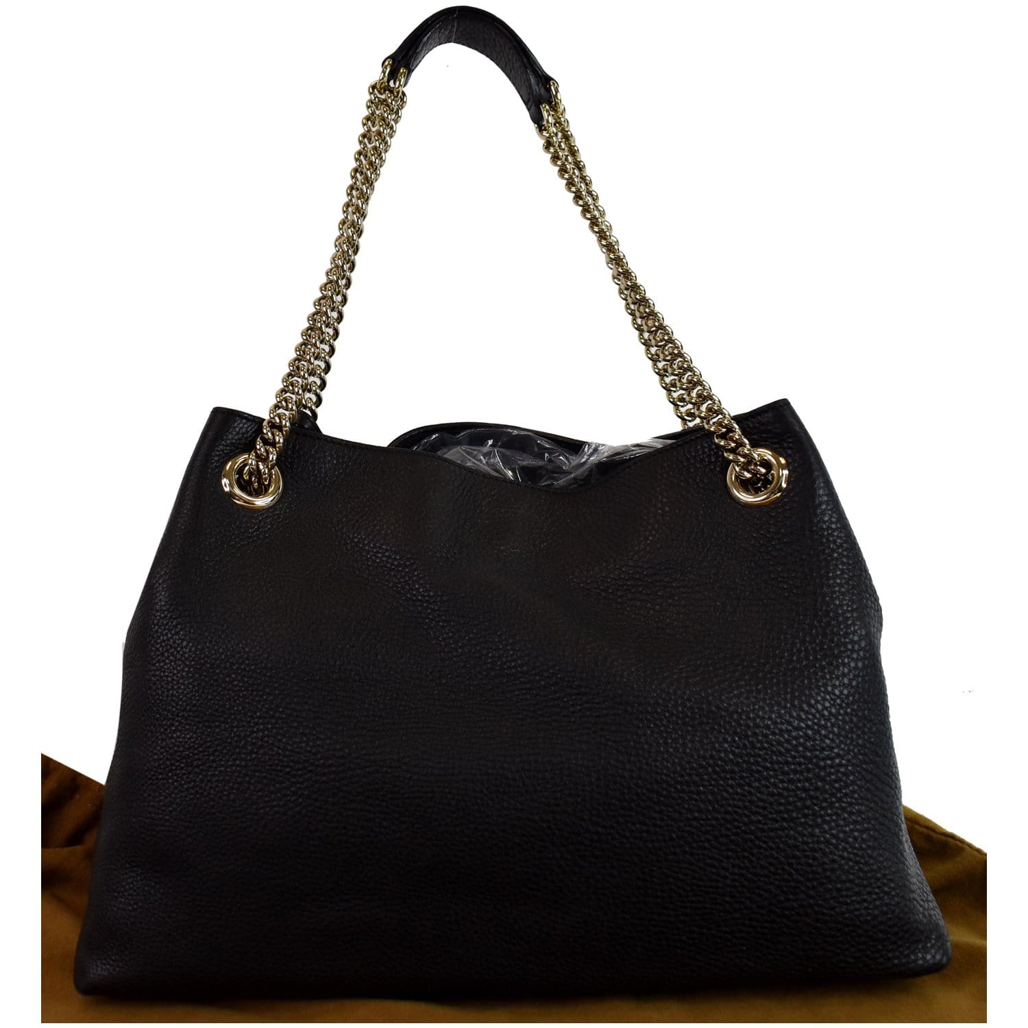 Gucci Soho Pebbled Shoulder Bag Leather Black Black 1