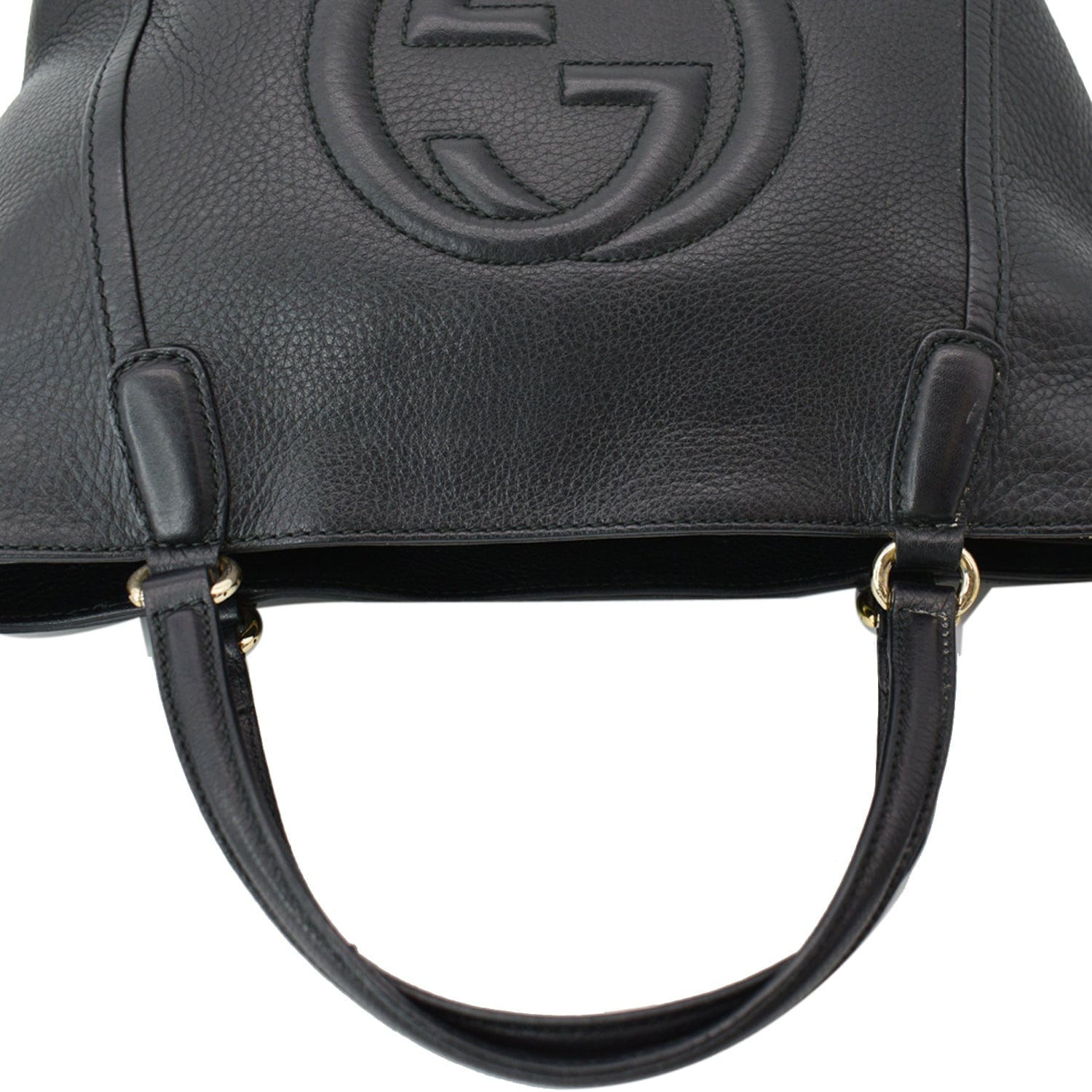 Gucci Soho Tassel Pebbled Top Handle Crossbody Bag Leather Black
