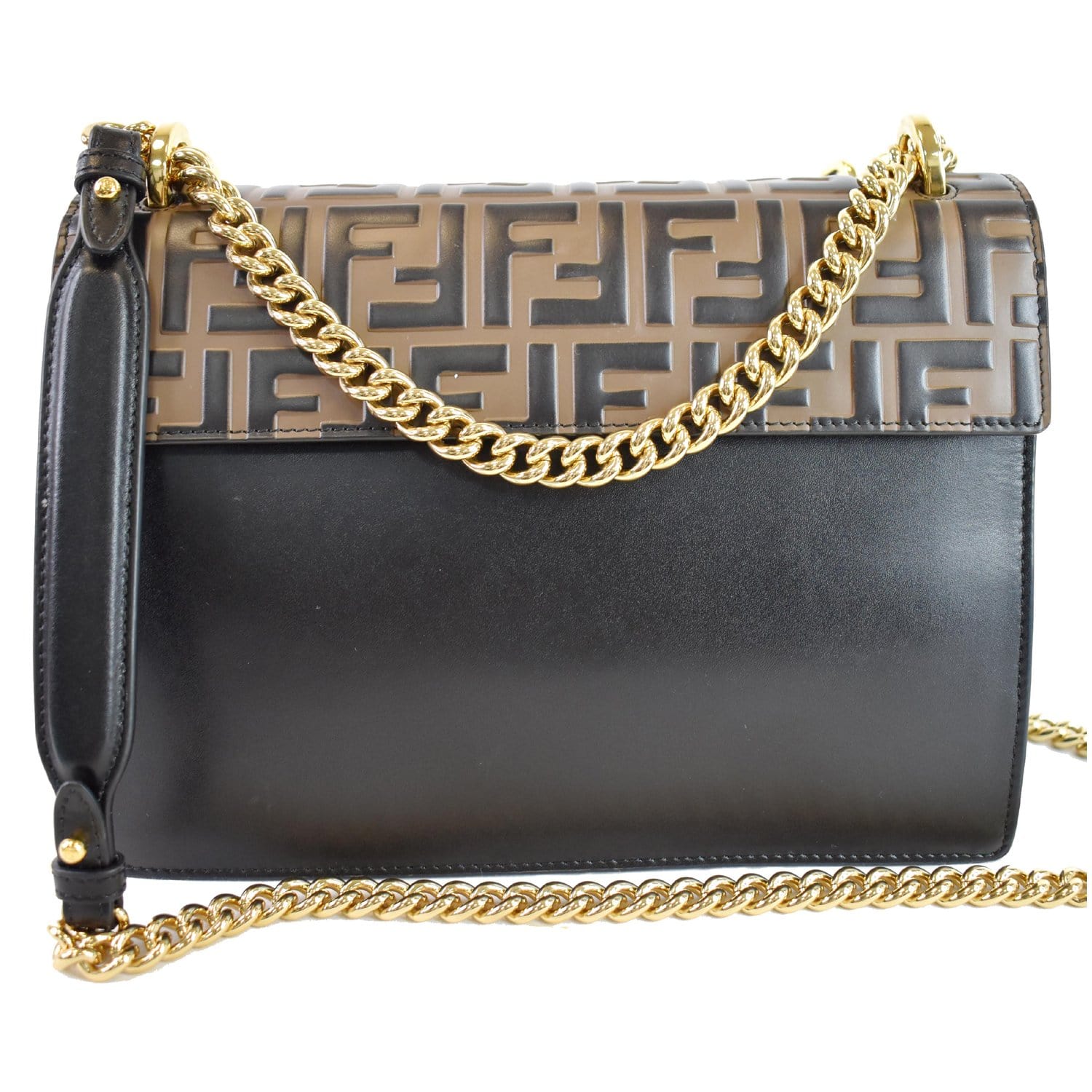 Fendi Kan Ff Embossed Crossbody Bag Leather Brown