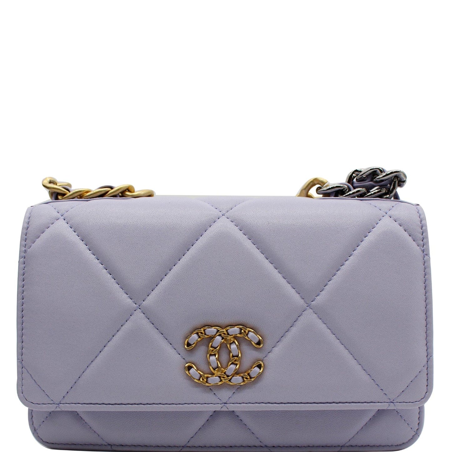 Chanel Cc Woc Wallet On Crossbody Bag Light Leather Chain
