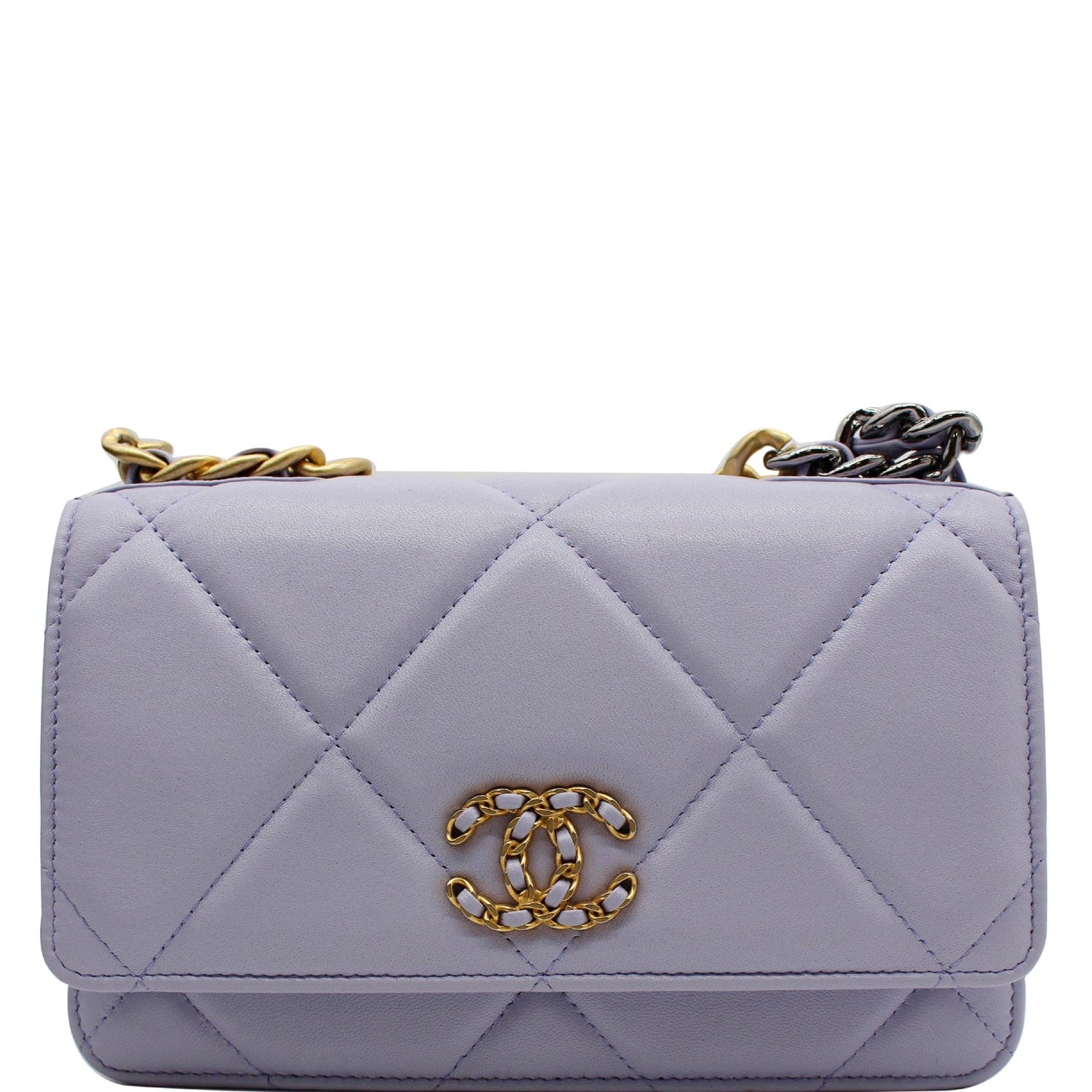 Chanel Cc Woc Wallet On Crossbody Bag Light Leather Chain
