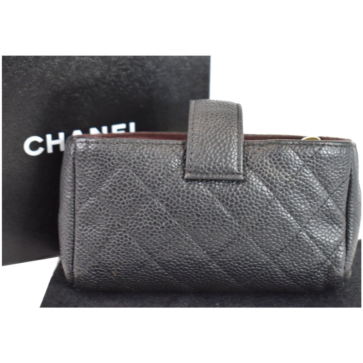 Chanel Caviar Mini Phone Holder Clutch Leather Quilted Clutch Bag