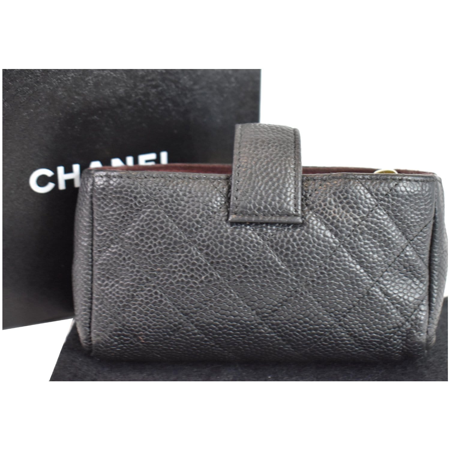Chanel Caviar Mini Phone Holder Clutch Leather Quilted Clutch Bag