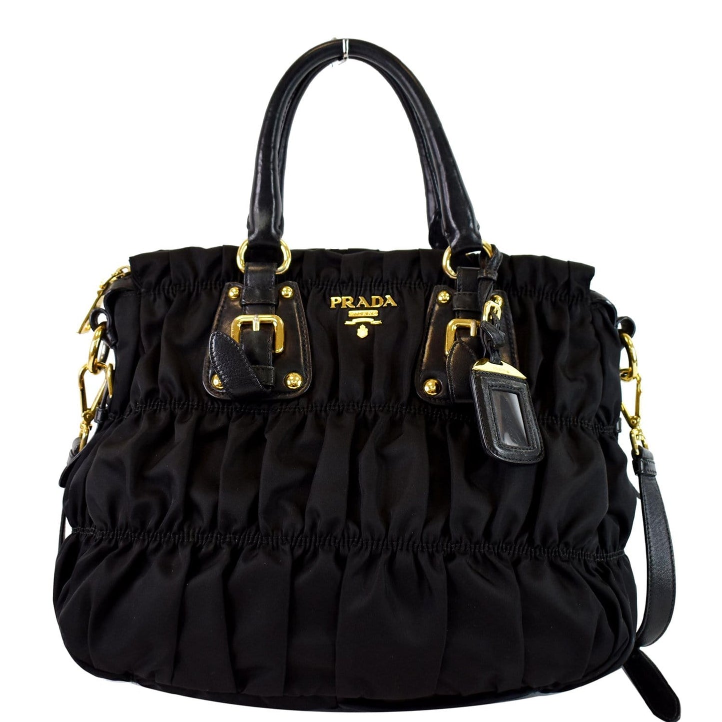 Prada Gaufre Nappa Tote Bag Leather Black Shoulder Bag