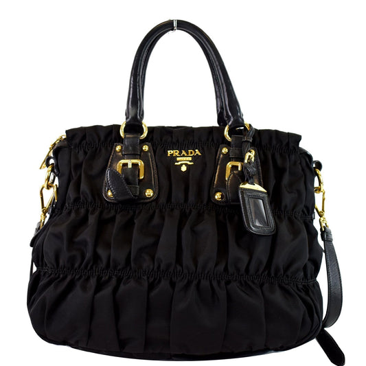 Prada Gaufre Nappa Tote Bag Leather Black Shoulder Bag