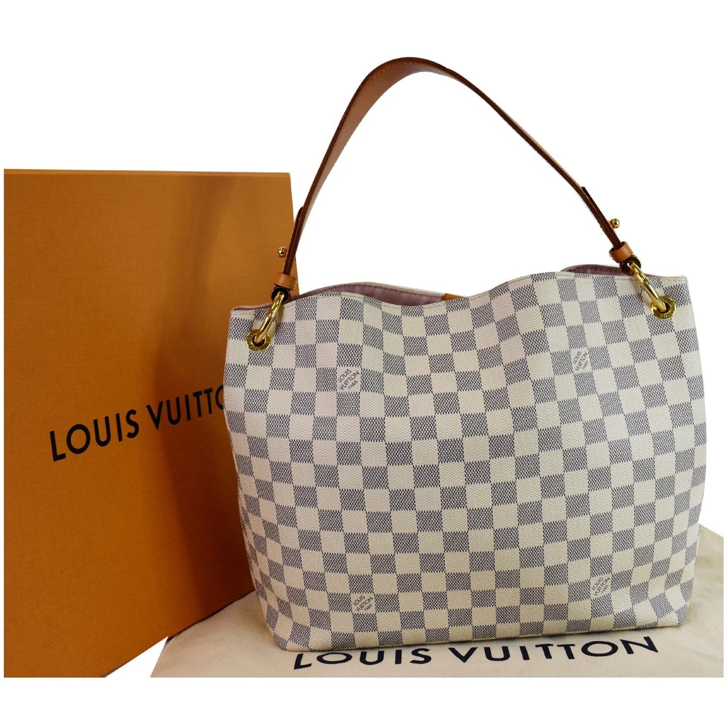 Louis Graceful Pm Damier Azur Shoulder Bag White