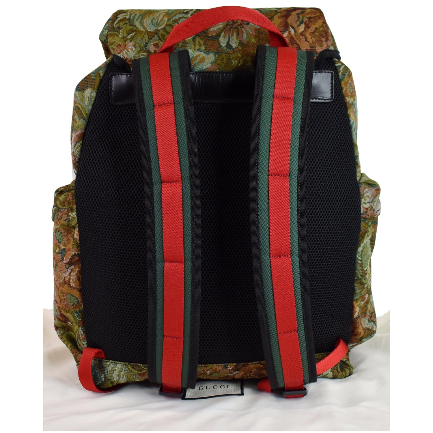 Gucci Floral Brocade Backpack Bag Multi Leather Green
