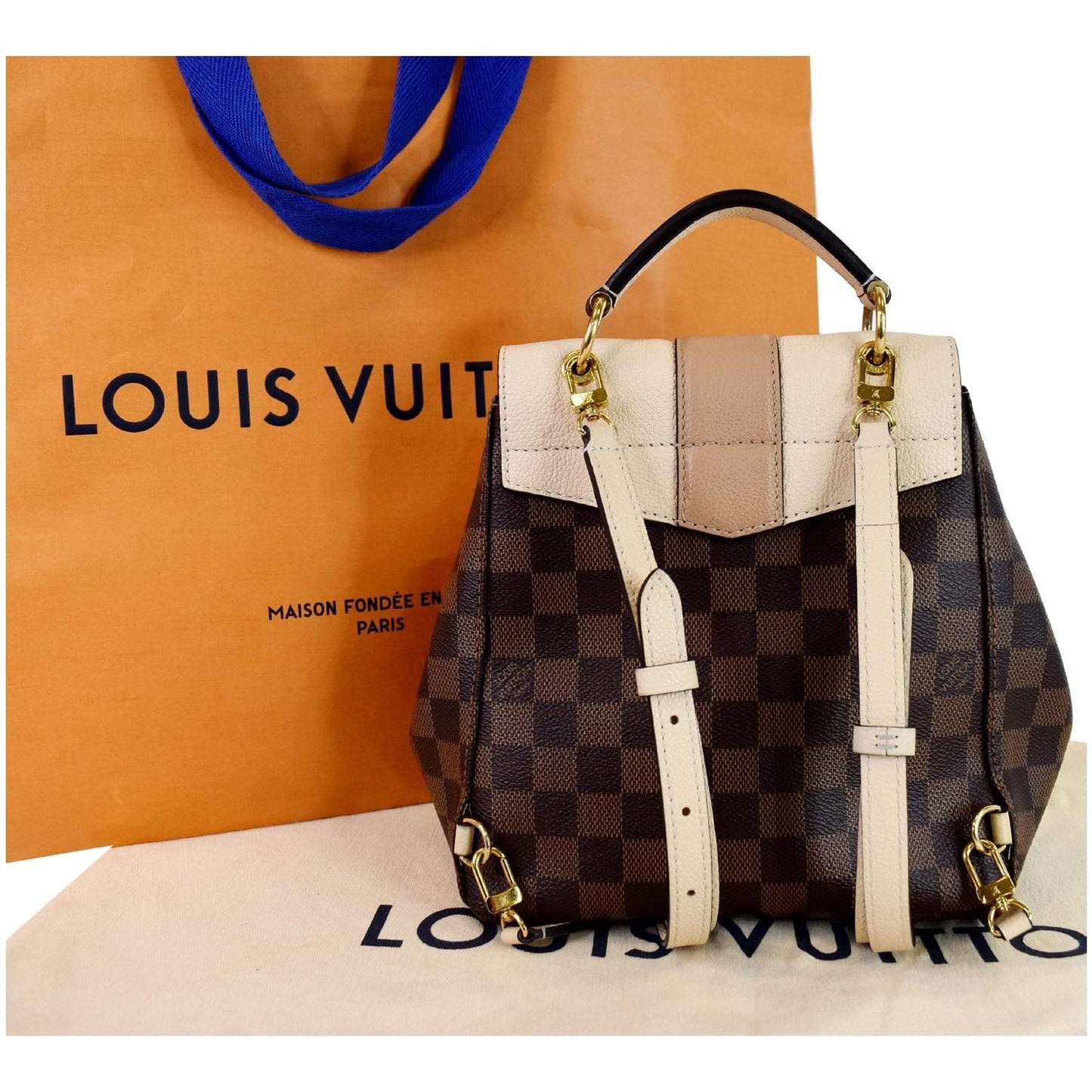 Louis Clapton Damier Ebene Backpack Bag Brown