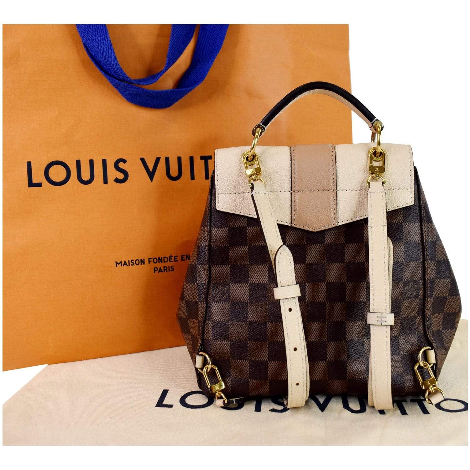 Louis Clapton Damier Ebene Backpack Bag Brown