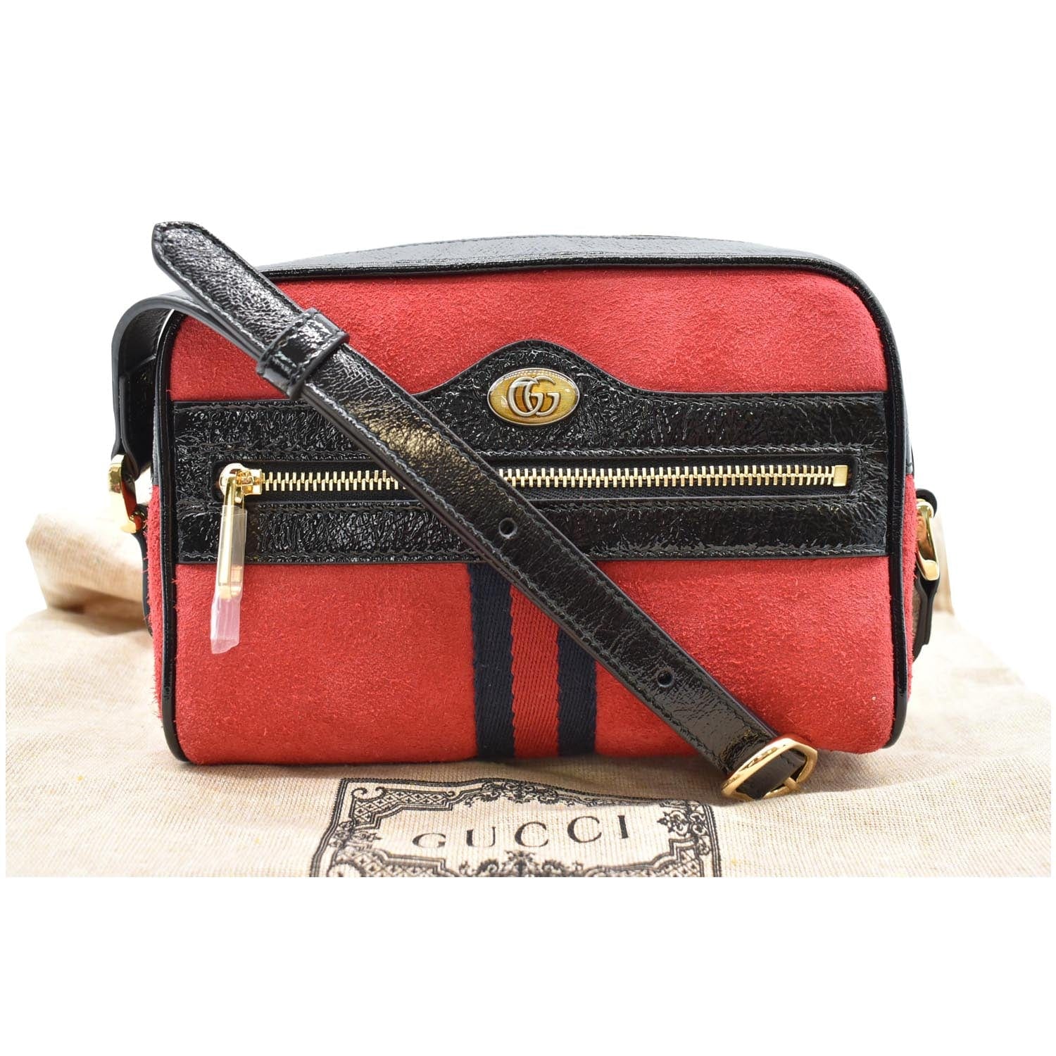 Gucci Ophidia Mini Web Crossbody Bag Leather Suede