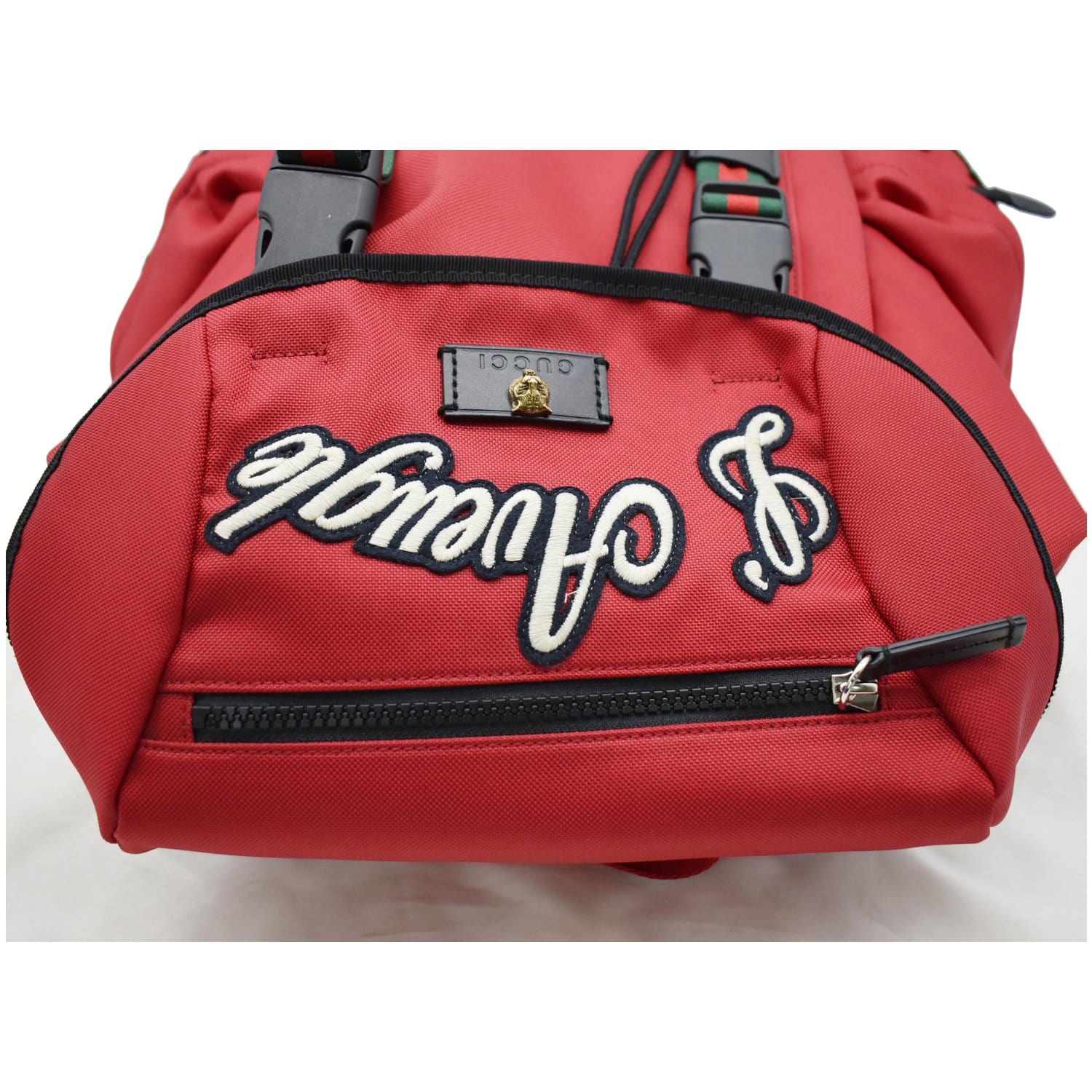 Gucci Aveugle Par Amour Embroidered Double Buckle Backpack Nylon