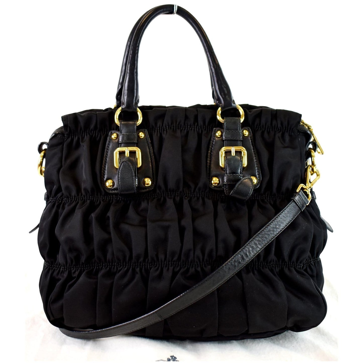 Prada Gaufre Nappa Tote Bag Leather Black Shoulder Bag