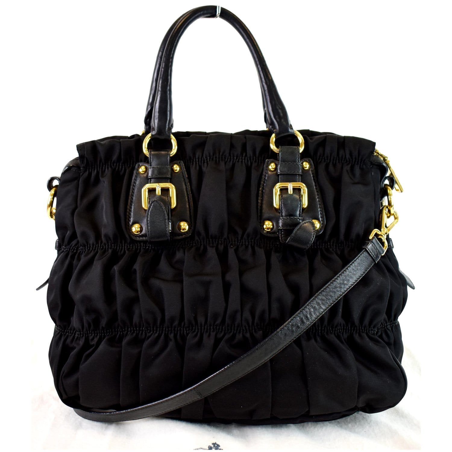 Prada Gaufre Nappa Tote Bag Leather Black Shoulder Bag