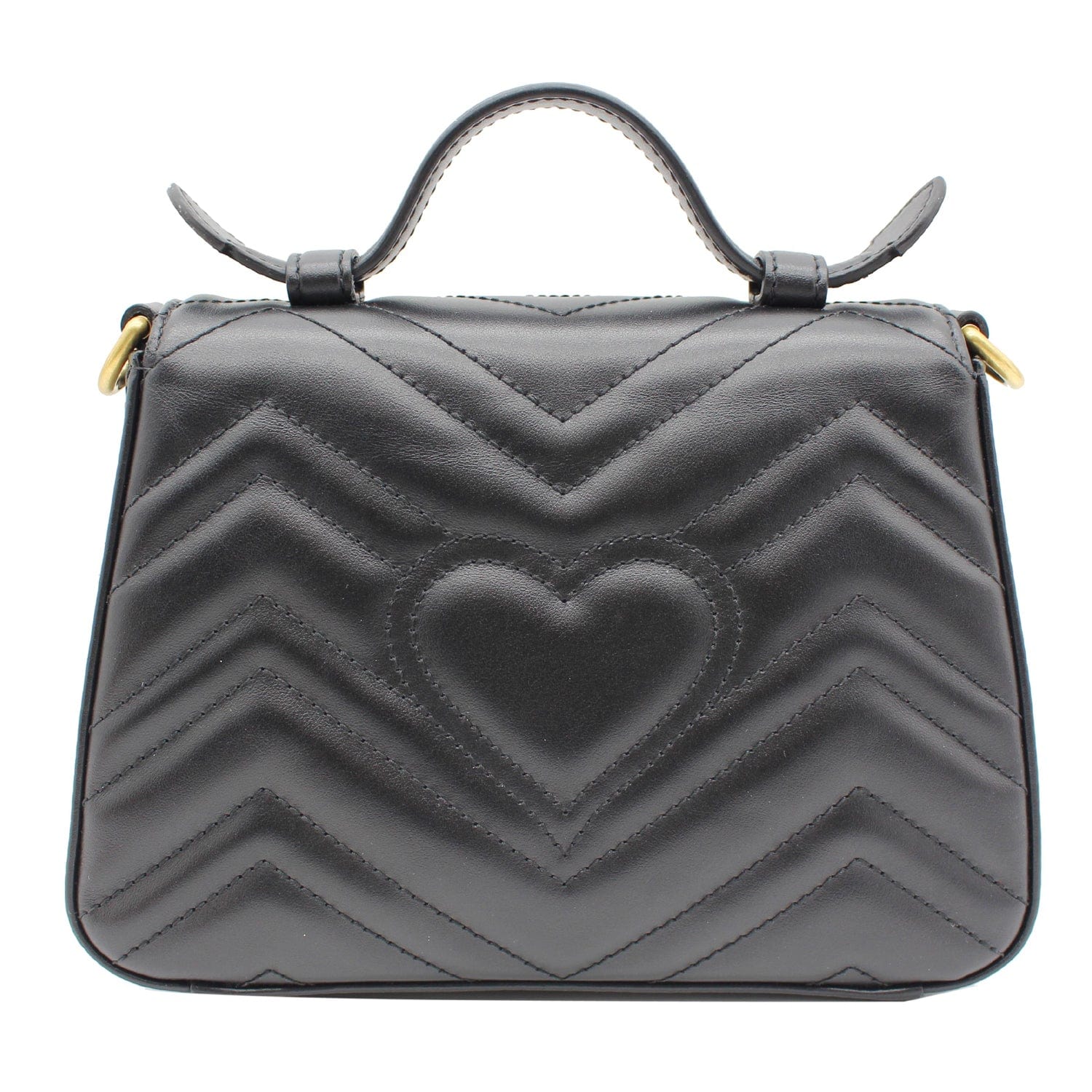 Gucci Marmont Top Handle Shoulder Bag Leather Black Black 547260
